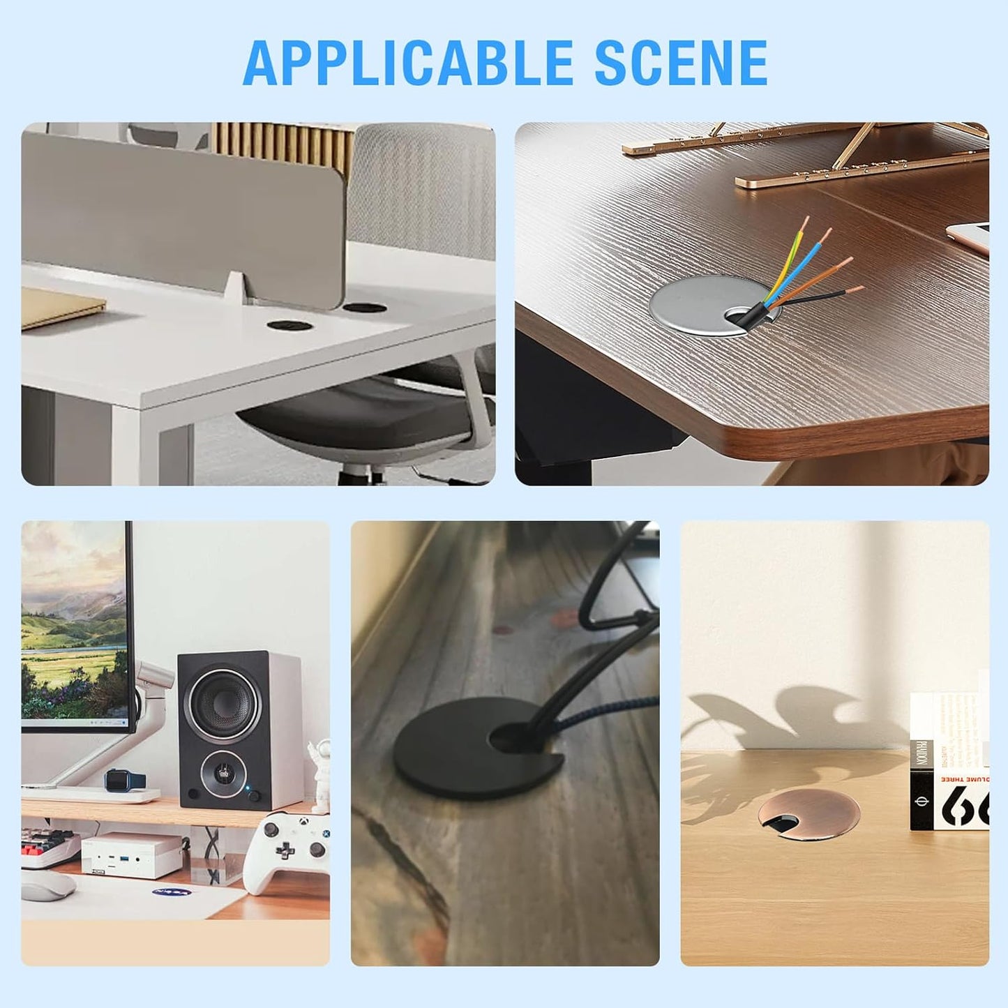 Desk Grommet 1-3/8" (35 mm), Desk Cord Hole Cover, Cable Grommet Metal Zinc Alloy Materilal, Desk Hole Grommet for Office and Home Table Cable, Detachable Cable Cord Organizer (Copper Red 2 Pcs)