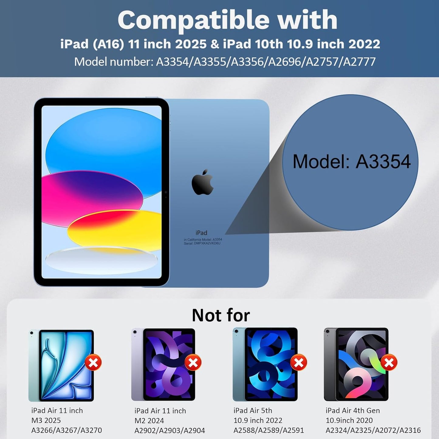 MoKo Touch Keyboard Case for iPad (A16) 11th Generation 11 inch 2025, iPad 10th Generation 10.9 inch Case with Pencil Holder,7 Colors Backlit Multi-TrackPad Detachable Bluetooth Keyboard,Dark Sea Blue