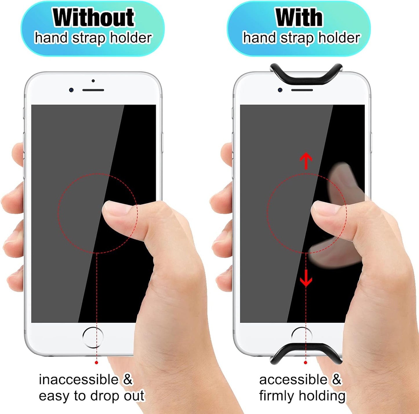 Weewooday 6 Pieces Mobile Phone Security Hand Strap Holder Security Hand Grip Phone Accessory for 5.2-7.5 Inch Smartphones