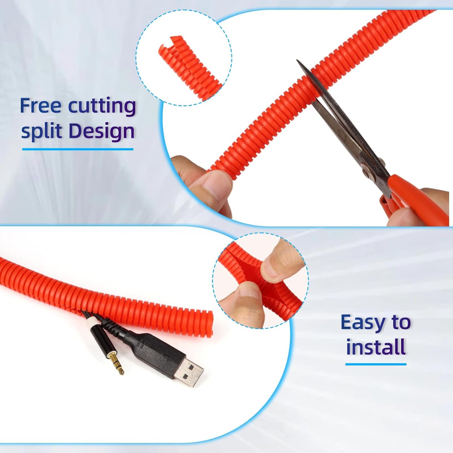 Split Wire Loom Tubing, 10,25ft Cord Protectors from Pets No Chew, Flexible Wire Covers Cord Protectors, Protective Split Cable Sleeve for Automotive Home Industrial Wires(Red, 0.98inch-10ft)