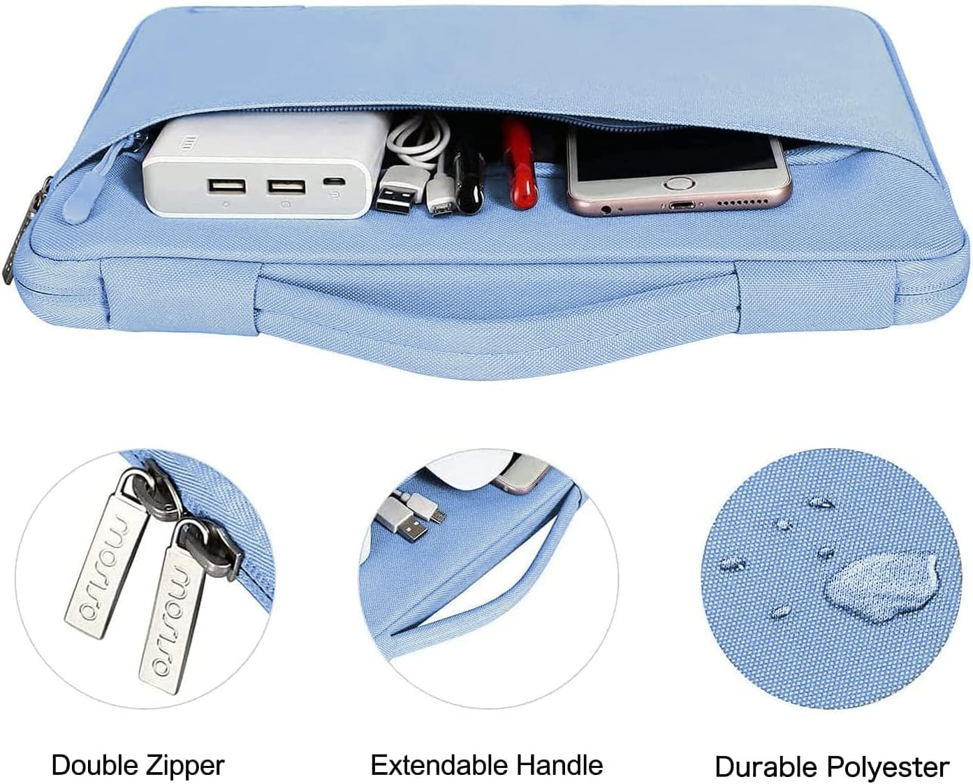 MOSISO Compatible with MacBook Air 13 inch Case 2025 2024 2023 2022 M4 A3240 M3 A3113 M2 A2681, Hard Shell&Sleeve Bag&Keyboard Skin&Webcam Cover&Screen Film for MacBook Air 13.6 inch, Air Blue