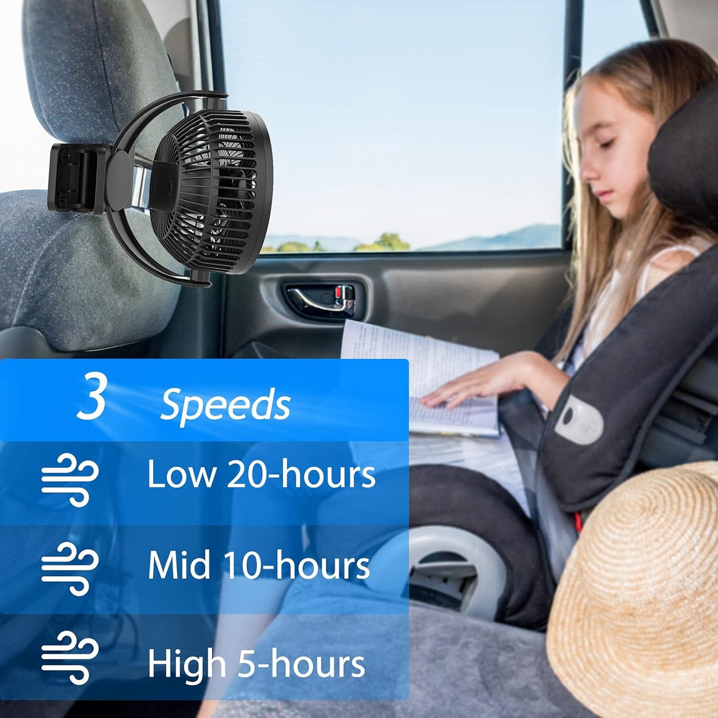 Portable Magnetic USB Clip on Fan - 6 Inch 5000mAh Rechargeable, 3 Speed, 720° Adjustable, Personal Desk Fan for Bedroom, Camping, Golf Cart, Office