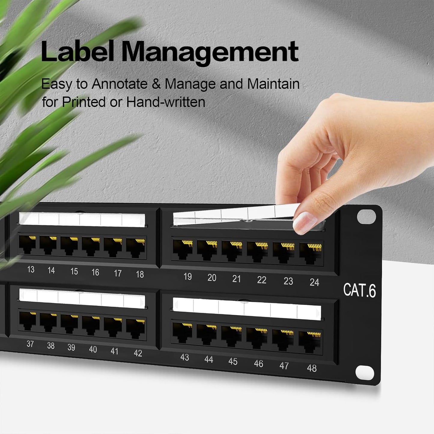 Patch Panel 48 Port Cat6【EC Listed】 2U Network Patch Panel Rackmount Punch Down19 inch RJ45 for 10 Gigabit Network,110 or Krone Impact Tools Compatible Without Cable Management(Cat6)