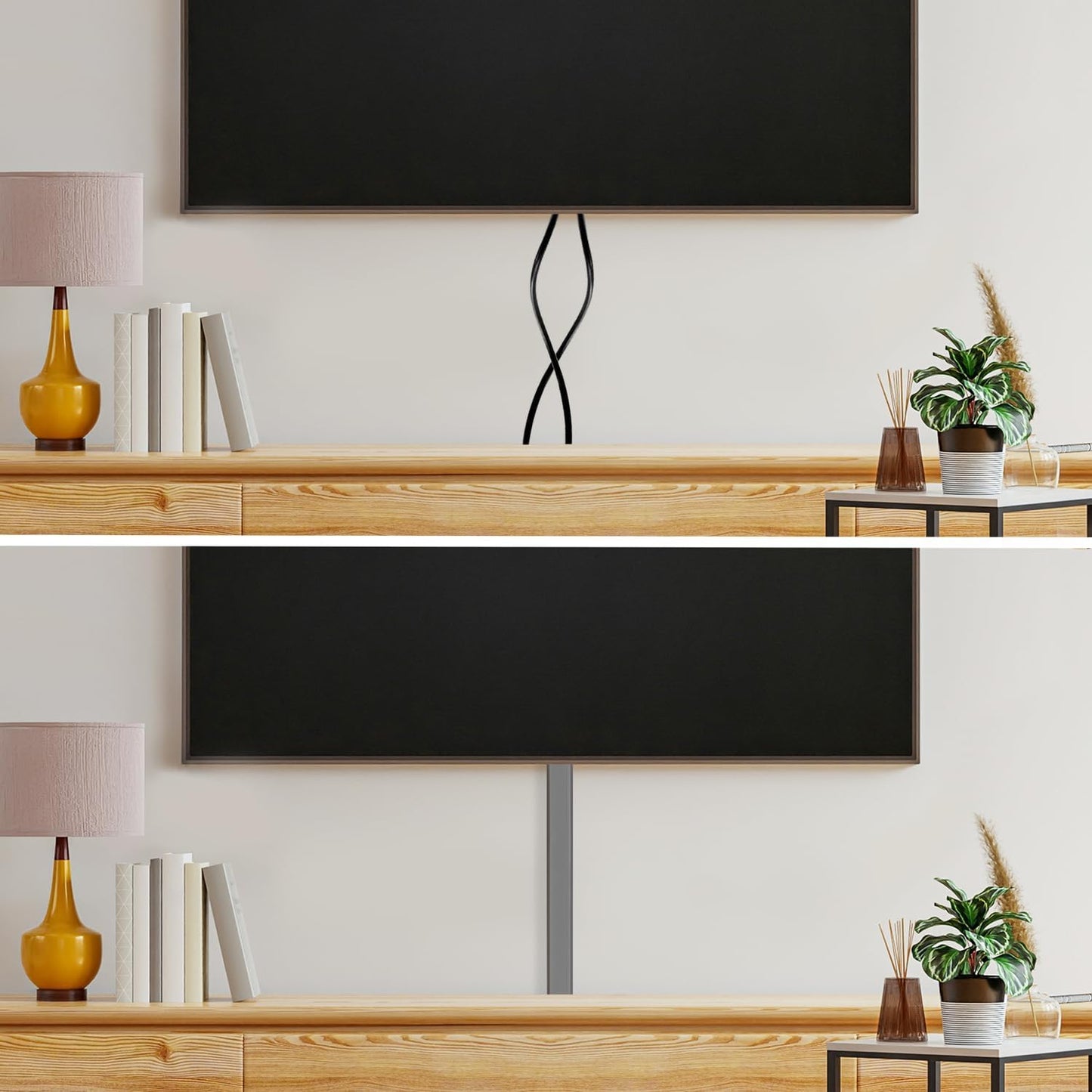 Rubber Bond TV Cord Hider Cable Protector - Strong Self Adhesive Wall Cord Cover Cable Hider - Low Profile Cable Management Wall Cord Concealer Cable Raceway (Grey, 10 Feet)