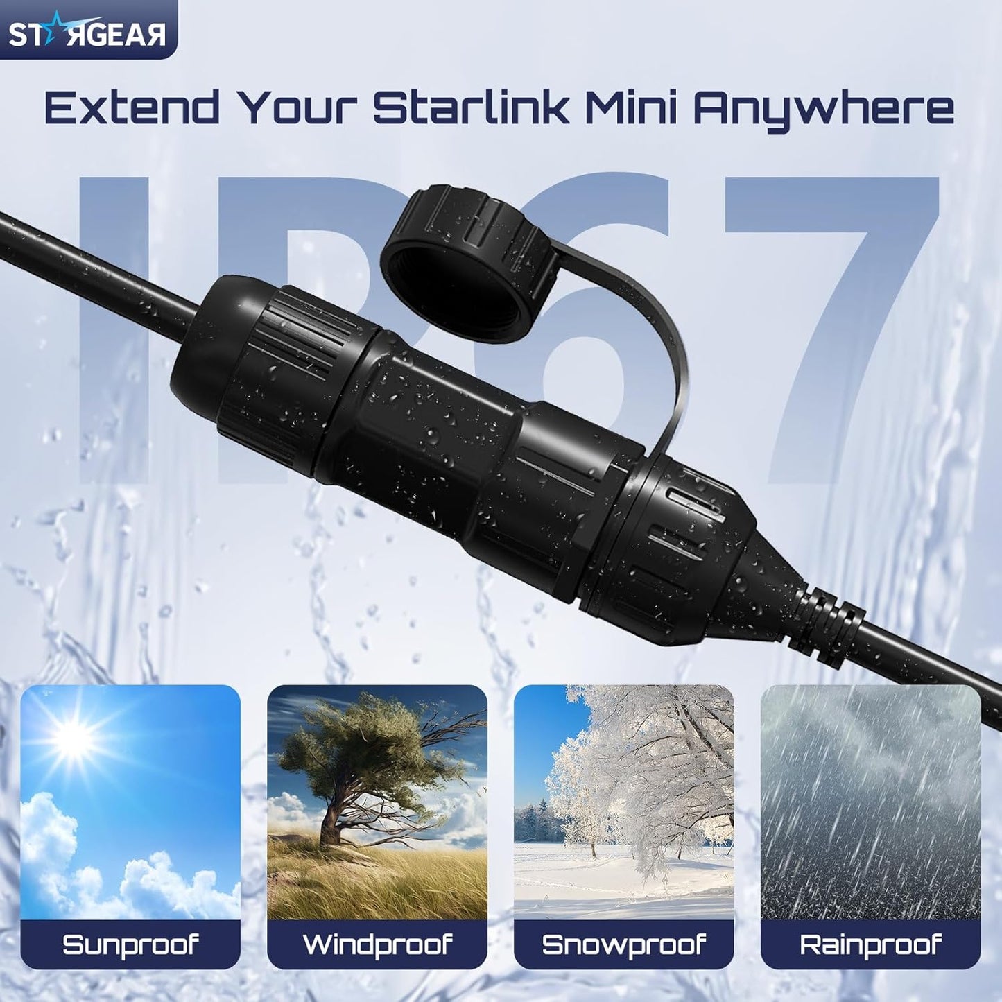 2 Pack Starlink Ethernet Adapter Gen 3/Mini, Waterproof Starlink Cable RJ45 Coupler Starlink Mini Ethernet Cable Extension
