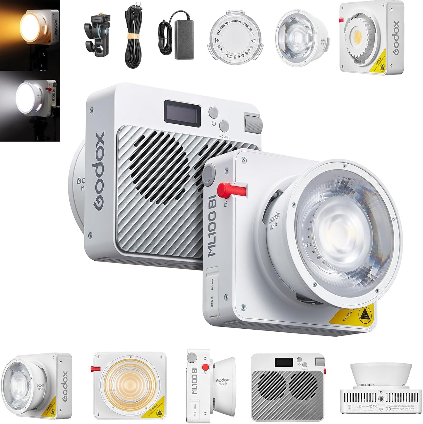 Godox ML100R 110W RGB Portable LED Video Light, 1800K-10000K, Full HSI & CCT 1800K–10,000K, CRI 95+, 14 FX, App/Onboard Control, Compact Pocket Light for Filmmaking, Live Streaming, Video Photography