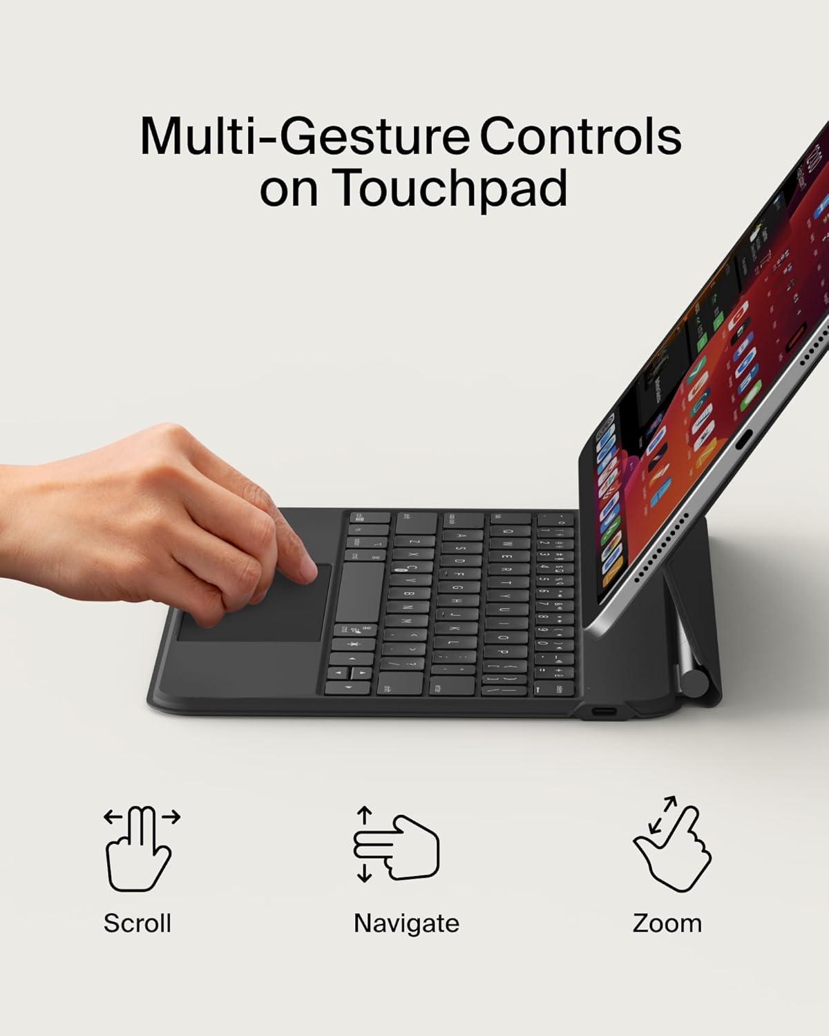 Belkin Pro Keyboard Case w/Magnetic Stand, Backlit Bluetooth Keyboard, Multi-Gesture Controls, Magnetic Apple Pencil Storage Compatibility, & Multimedia Keys for iPad Air 10.9" & iPad Pro 11" - Black