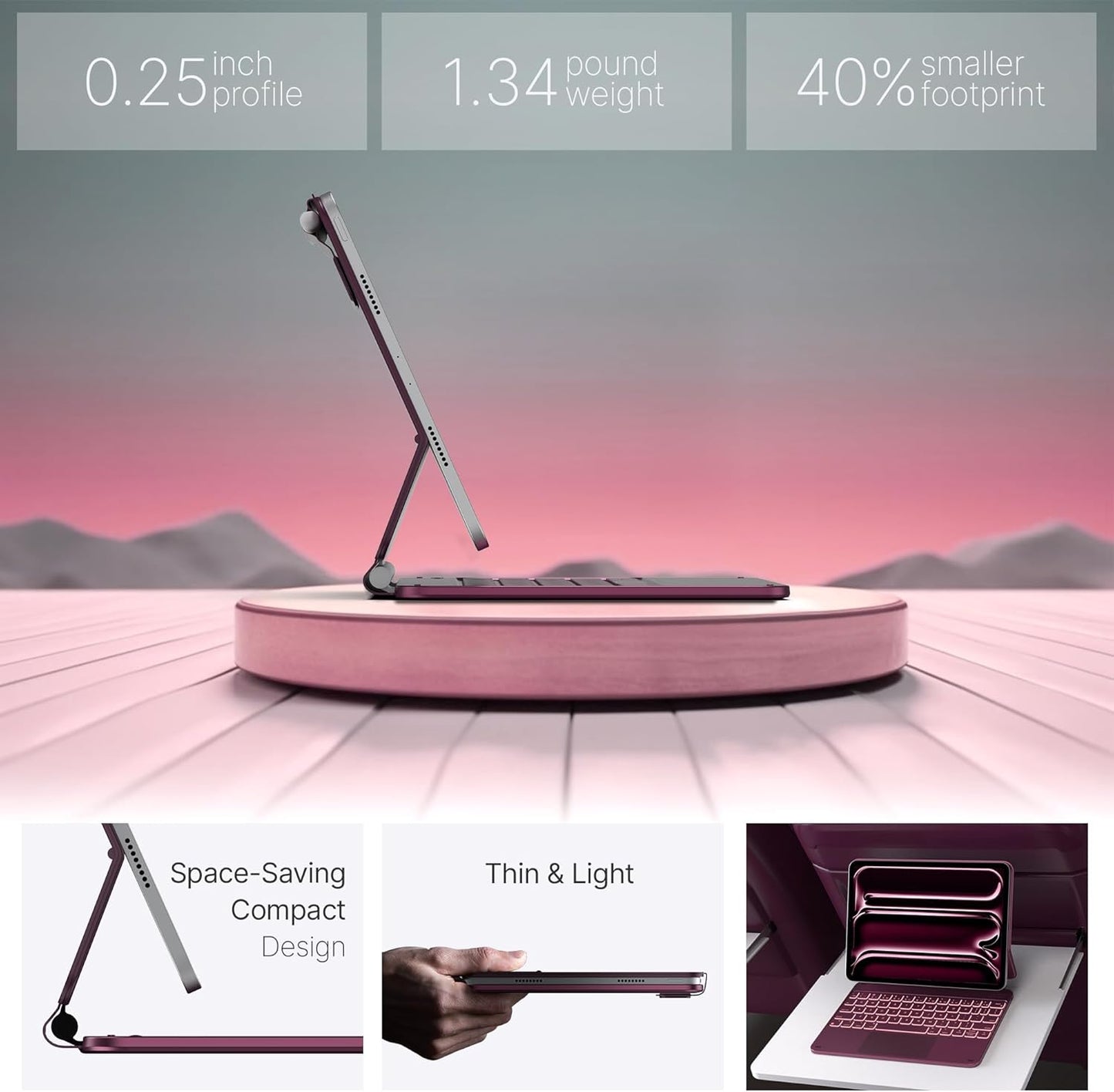 typecase Keyboard Case for iPad Pro 11-inch (M4) 2024,Magic Keyboard with 11 Colors Backlight for iPad Pro 11,Keyboard Case with Pencil Holder,Multi-Touch Trackpad,Easy-Set Magnetic Stand,Raspberry