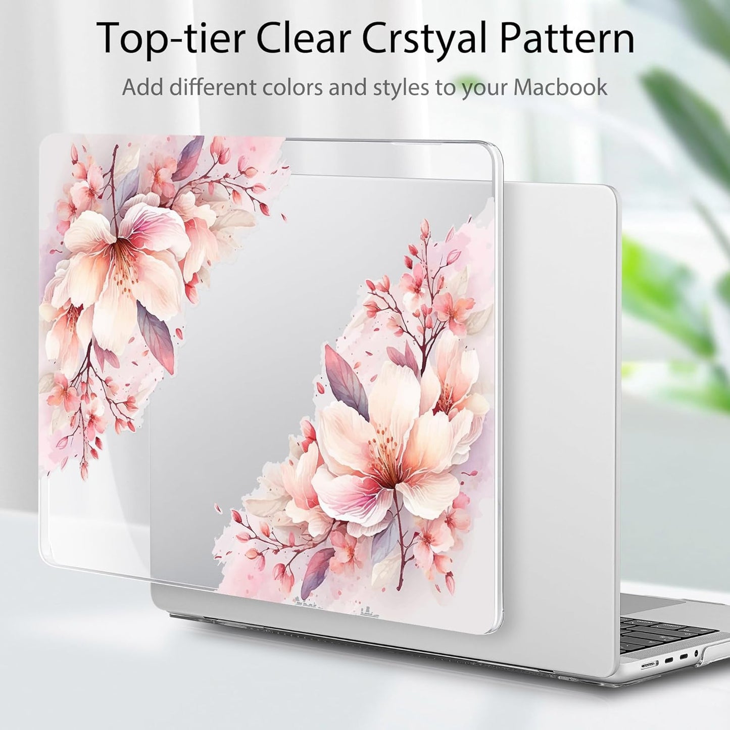 Tuiklol for M4 MacBook Pro 14 Inch Case 2024-2021 Release A3112 A3401 A3185/M3 A2918 A2992/M2 A2779/M1 A2442 Pro/Max Chip,Hard Shell Case with Screen Protector for Touch ID,Big Floral