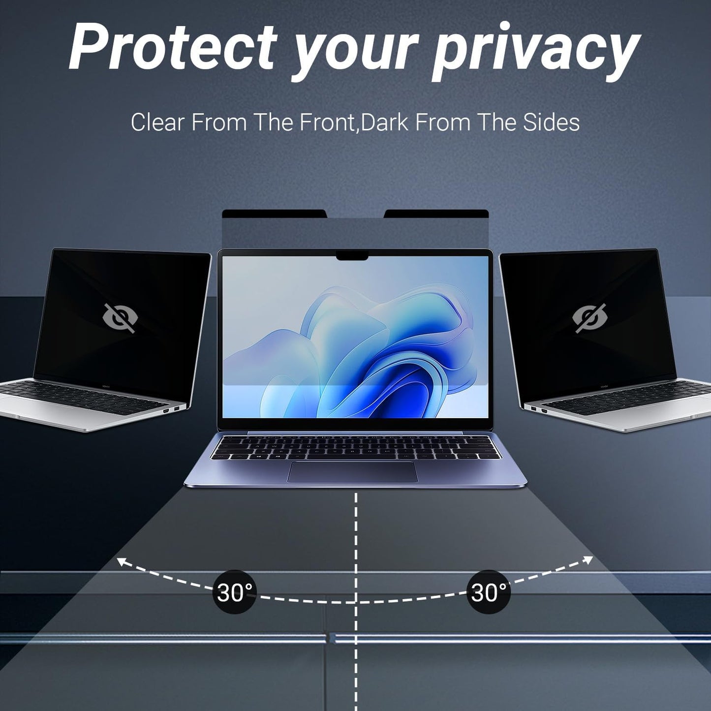 MUBUY-GOL Magnetic Privacy Screen Protector for 16 Inch 16:10 Aspect Ratio Screen 360° Anti-Spy, Anti-Glare, Anti-Blue Light Protection, Enhanced Screen Clarity & Scratch Guard