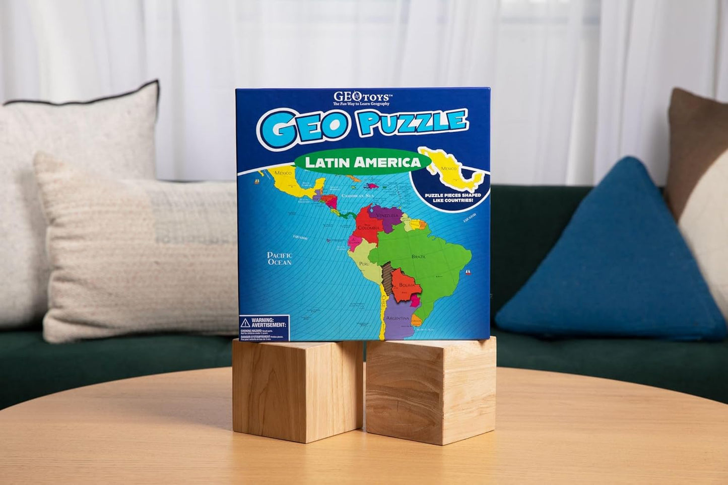 GeoToys GeoPuzzle, Latin America Shaped Jigsaw Puzzles, 50 Pc Geography Puzzle, Geography Game, Map Puzzle - Jigsaw Puzzles for Kids Ages 6-9 Years Old