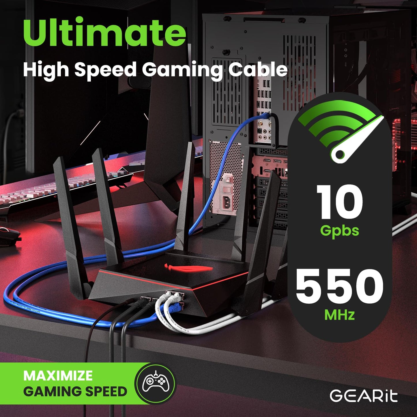 GEARit Cat 6 Ethernet Cable Pack - 24-Pack 7 ft Cat6 Ethernet Patch Cables | RJ45 Network Patch Cable, 10 Gbps Snagless Gold-Plated Connectors - Ethernet Cable Cat 6 for PC, TV, Router - Black