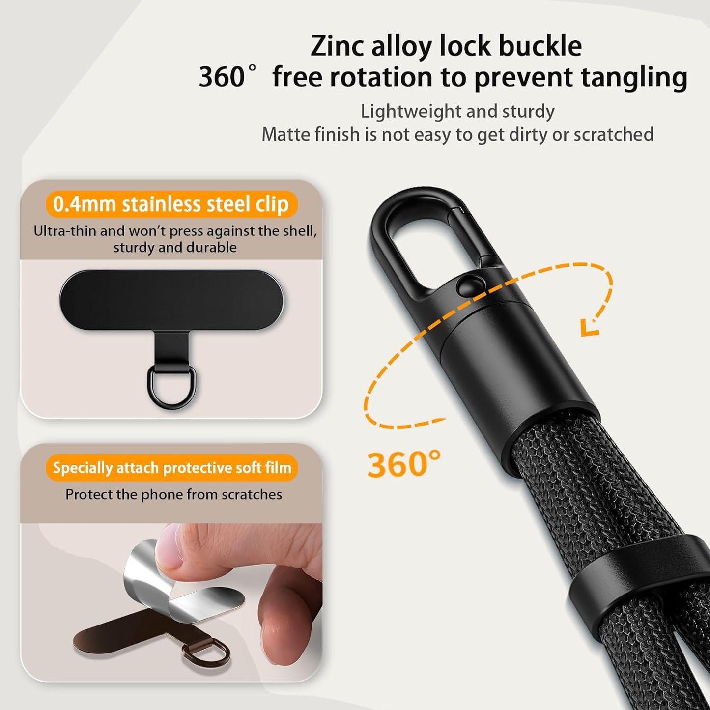 Phone Lanyard 2 Pcs - 1 Phone Wrist Strap, 1 Adjustable Crossbody Cell Phone Lanyard, 2 Metal Pads and 360° Rotating Metal Clips - Skin-Friendly, Universal for Most Phones (Dark Purple)