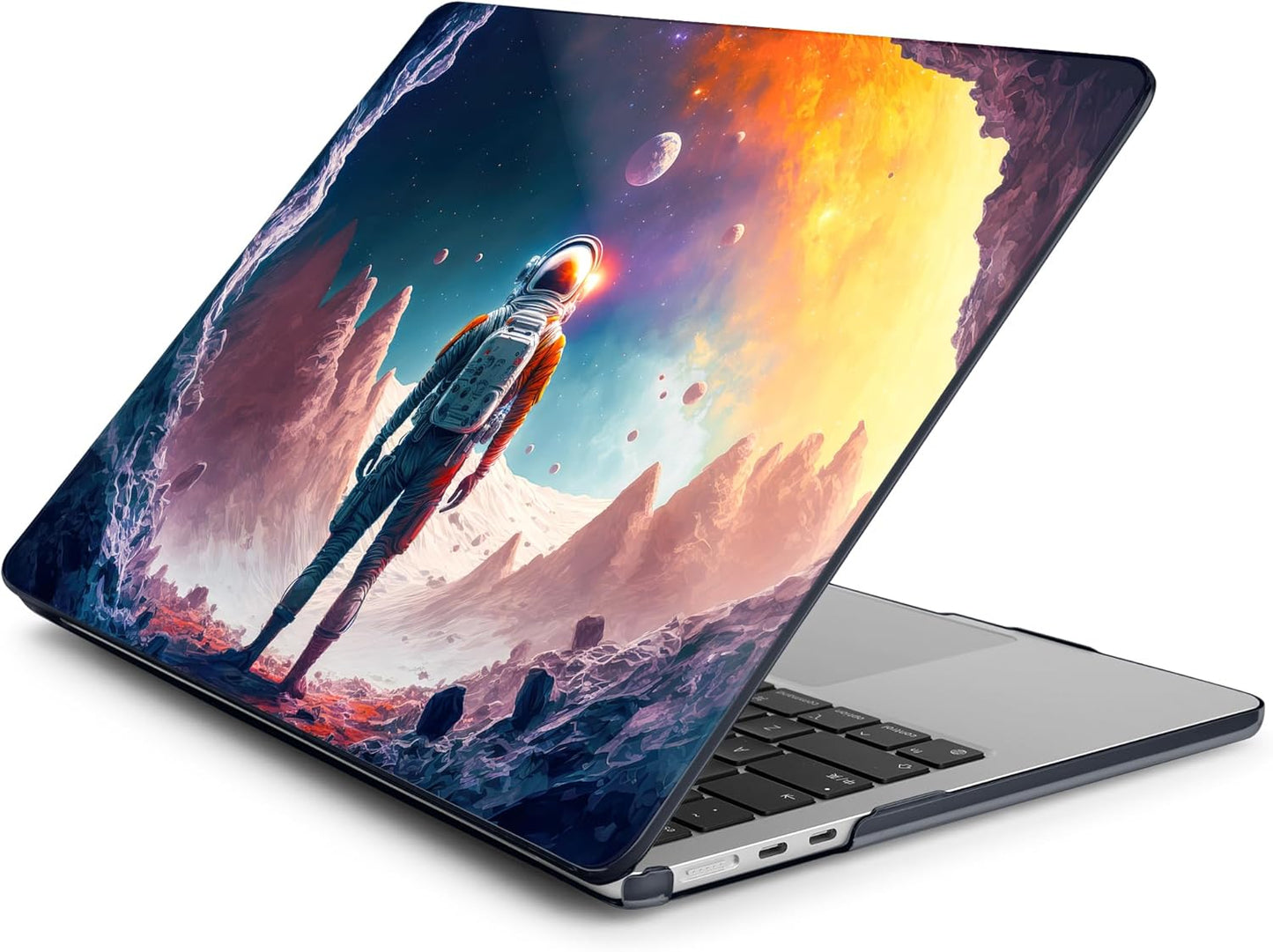 Batianda Premium Case for New MacBook Air 15 inch 2025 2024 2023 with M4 M3 M2 Chip, Designed Black Protective Plastic Hardshell & Keyboard Cover & Screen Protector, Astronaut