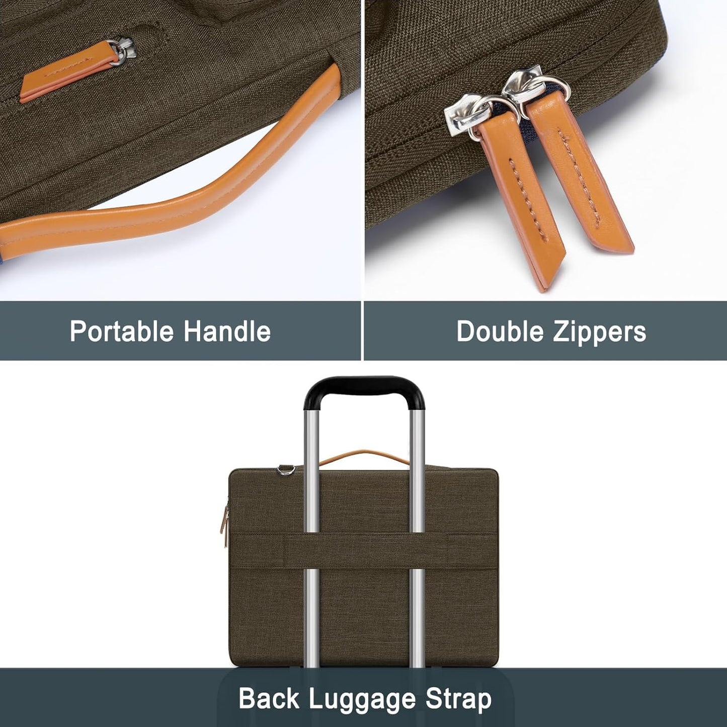 MOSISO 360 Protective Laptop Shoulder Bag,15-15.6 inch Computer Bags Compatible with MacBook Pro 16 inch, HP, Dell, Lenovo, Asus Notebook,Side Open Messenger Bag with 4 Zipper Pockets, Carob Brown