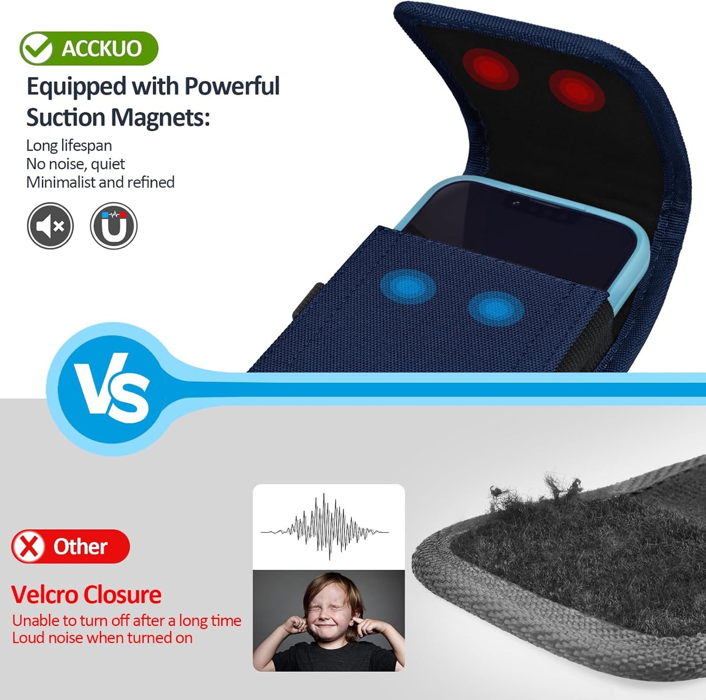 Phone Holster for Belt with Metal Clip and Magnetic Closure Compatible with iPhone 16/15/14/13/12 Pro and Non-Pro, Galaxy S25 S24 S23 S22 for Everyday Protection, M-Blue