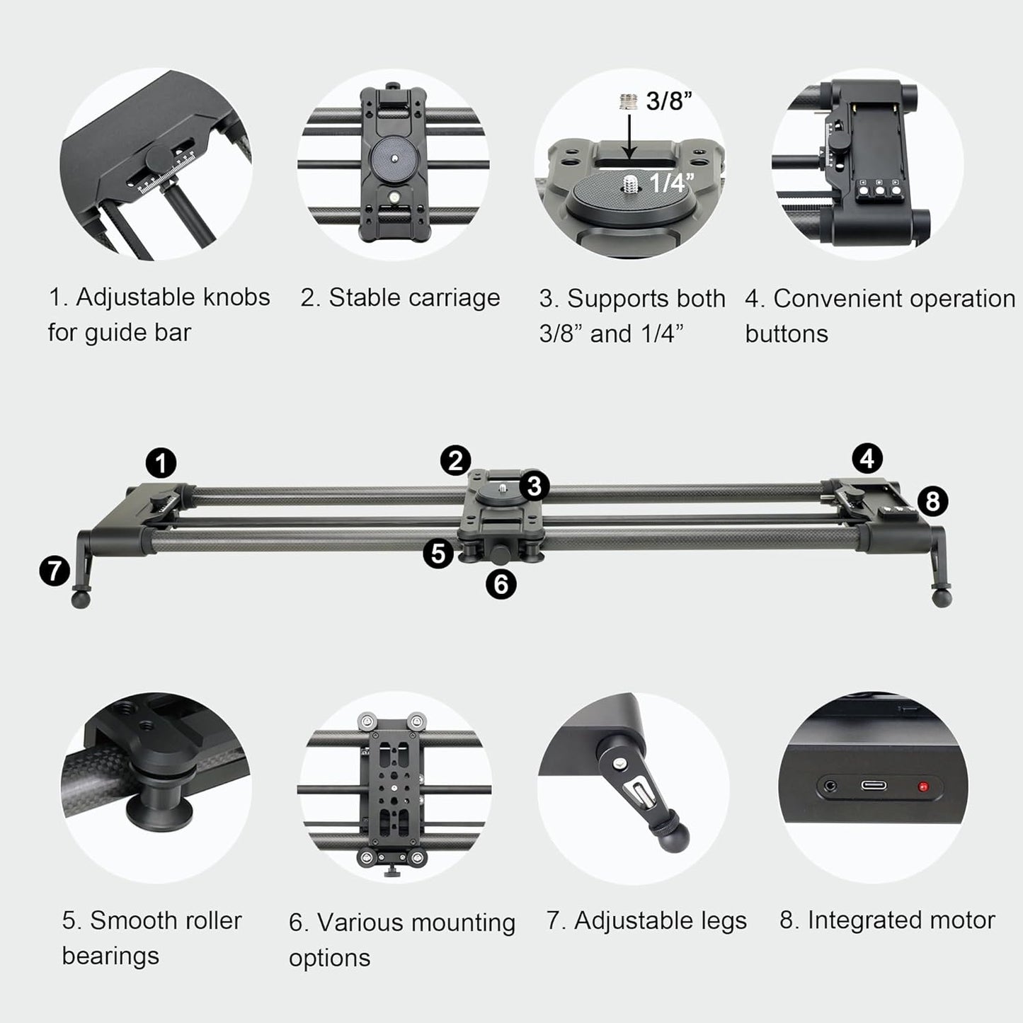 Konova New G1 Wireless Motorized Integrated Carbon Slider for Video, Time Lapse, Stop Motion, Parallax Panormaic Shooting (100cm (39.4"))