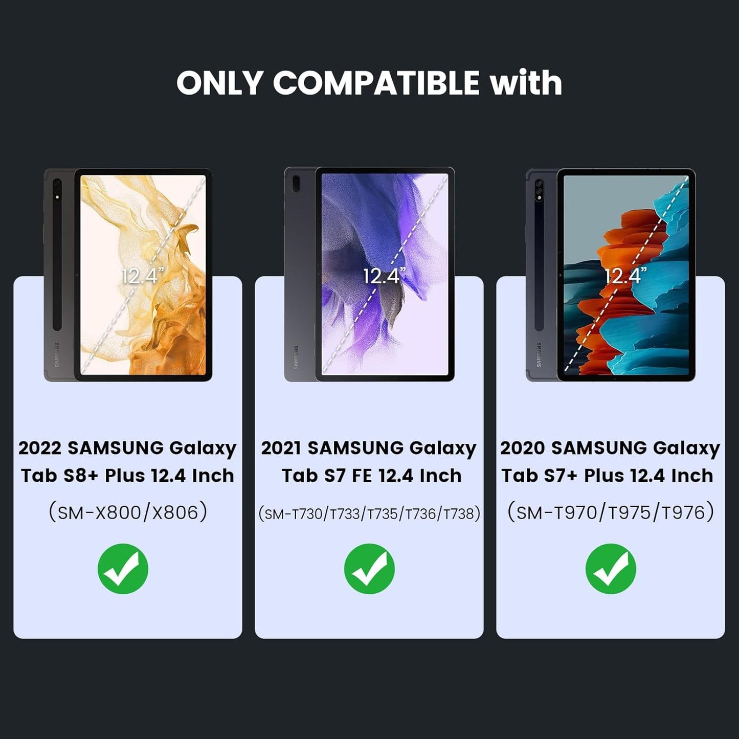 Nillkin for Samsung Galaxy S7 FE/ S7+ Plus/ S8+ Plus 12.4 Inch Keyboard Case,7 Backlight Colors, Magic Trackpad,S Pen Holder,Slide Camera Cover Compatible with Galaxy S8 Plus Tablet Case with Keyboard