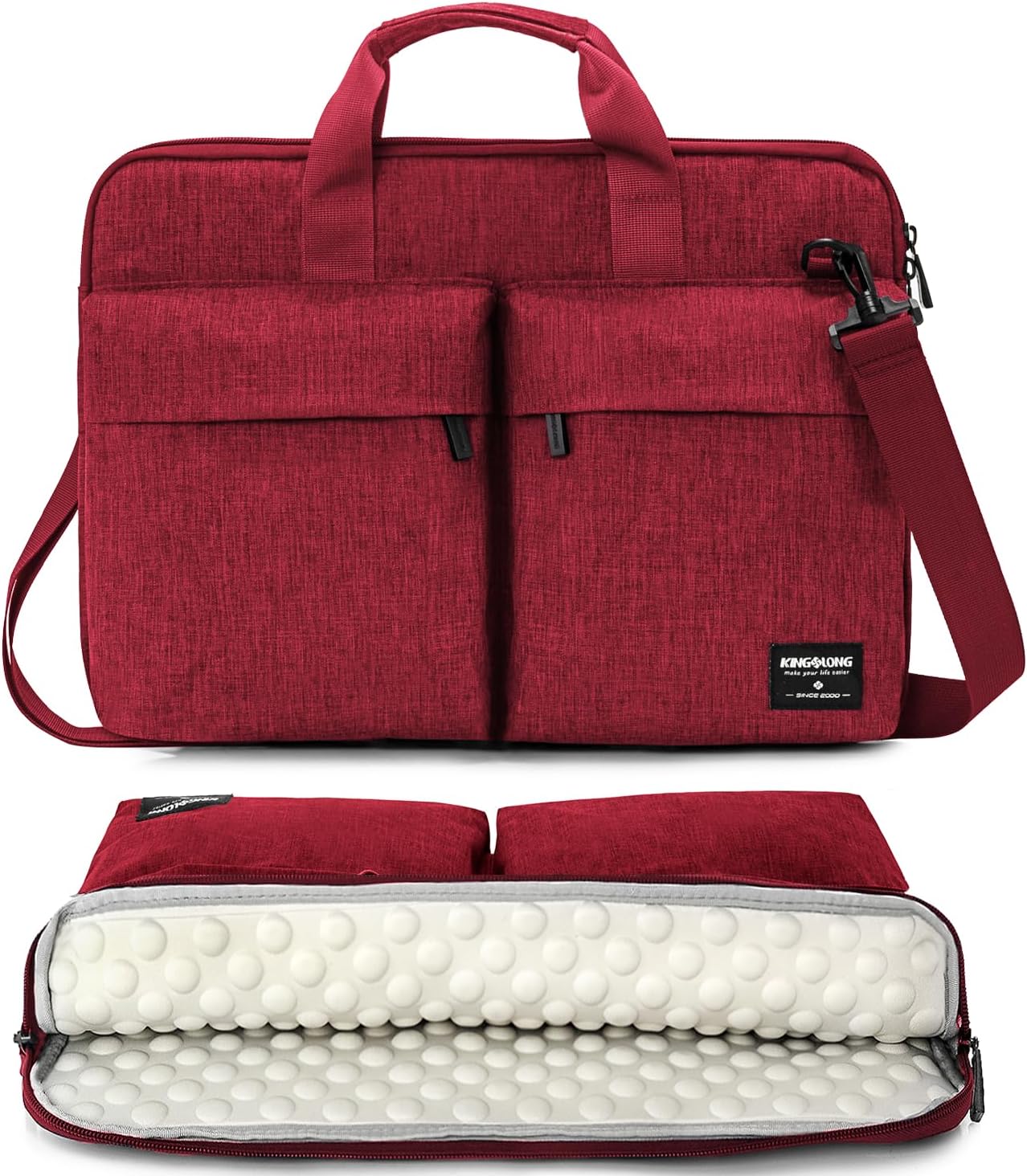 KINGSLONG Slim 17.3 inch Laptop Bag Sleeve Carrying Case with Shoulder Strap, Notebook Ultrabooks Computer Handbag Cover for Men Women Fit for Acer Asus Lenovo HP Toshiba Red