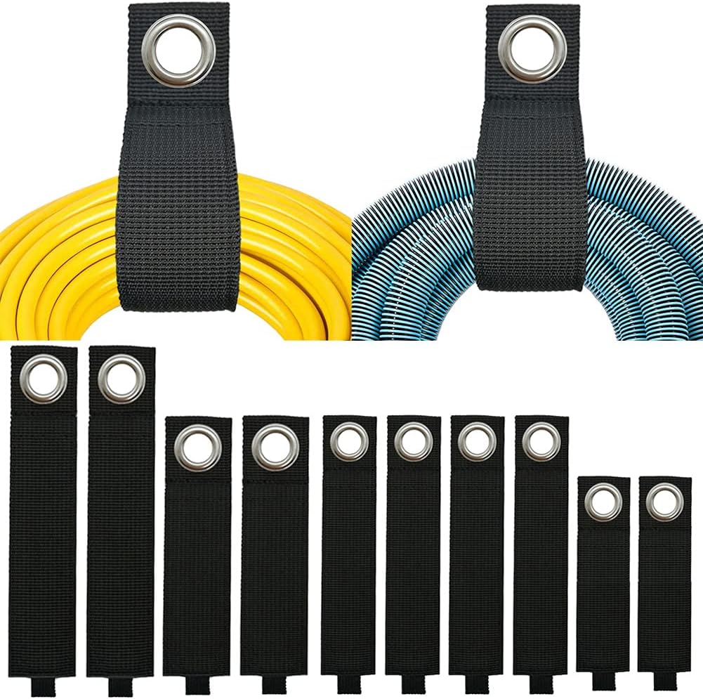 Heavy-Duty Storage Straps (Assorted 10 Pack) - Extension Cord Storage, Organizer, Cord Wrap Keeper, Cable Straps for Tools, Hoses, Rope, RV, Workshop and Garage Wall Storage and Organization