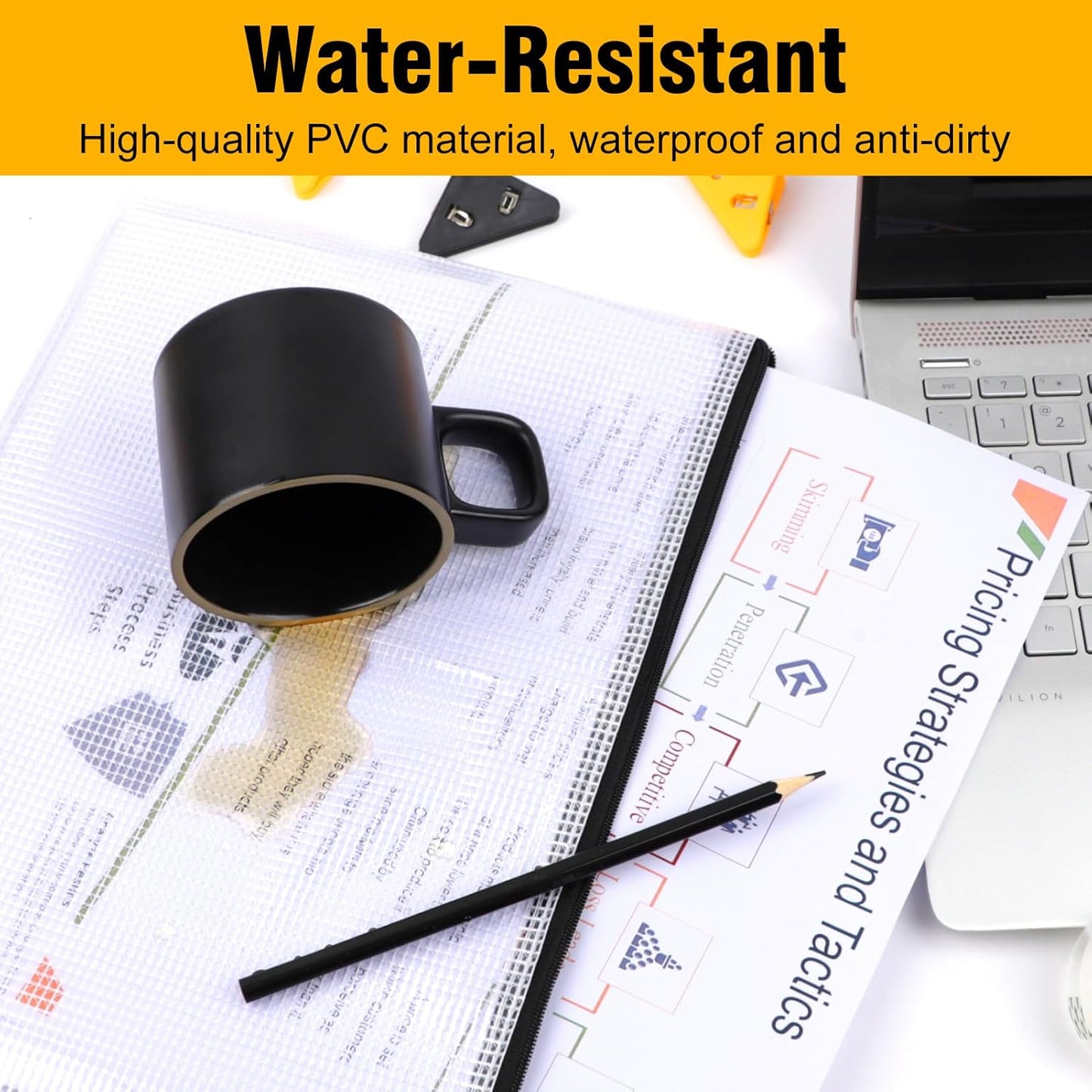 60pcs Large Mesh Zipper Pouch File Bags Reusable Zippered Pouches for Organizing Classroom, Board Game Storage, Puzzle Bags Black