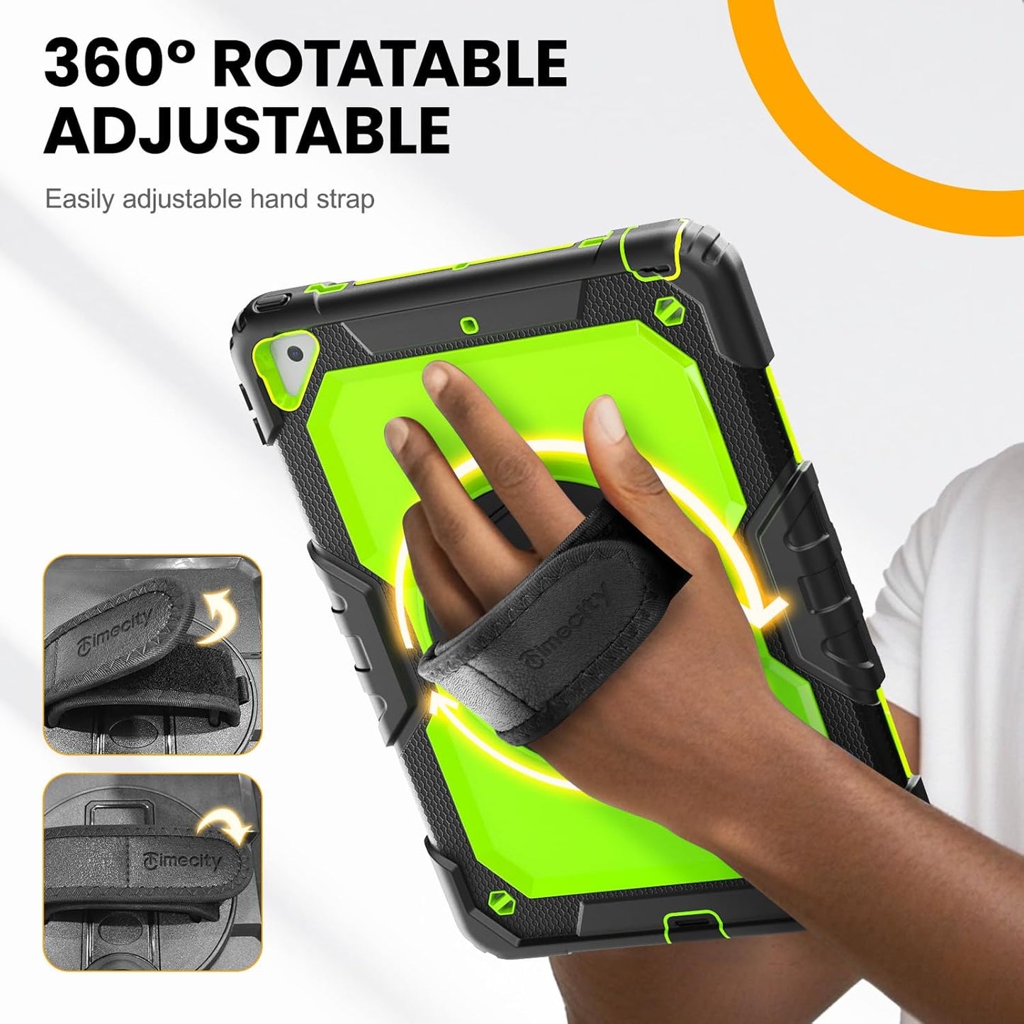 Timecity for iPad Air 3/ Pro 10.5 Inch Case, 360° Rotating Stand, Pencil Holder, Shockproof with Screen Protector & Shoulder Strap - Heavy Duty Protection Case for iPad Air 3rd Gen - Green