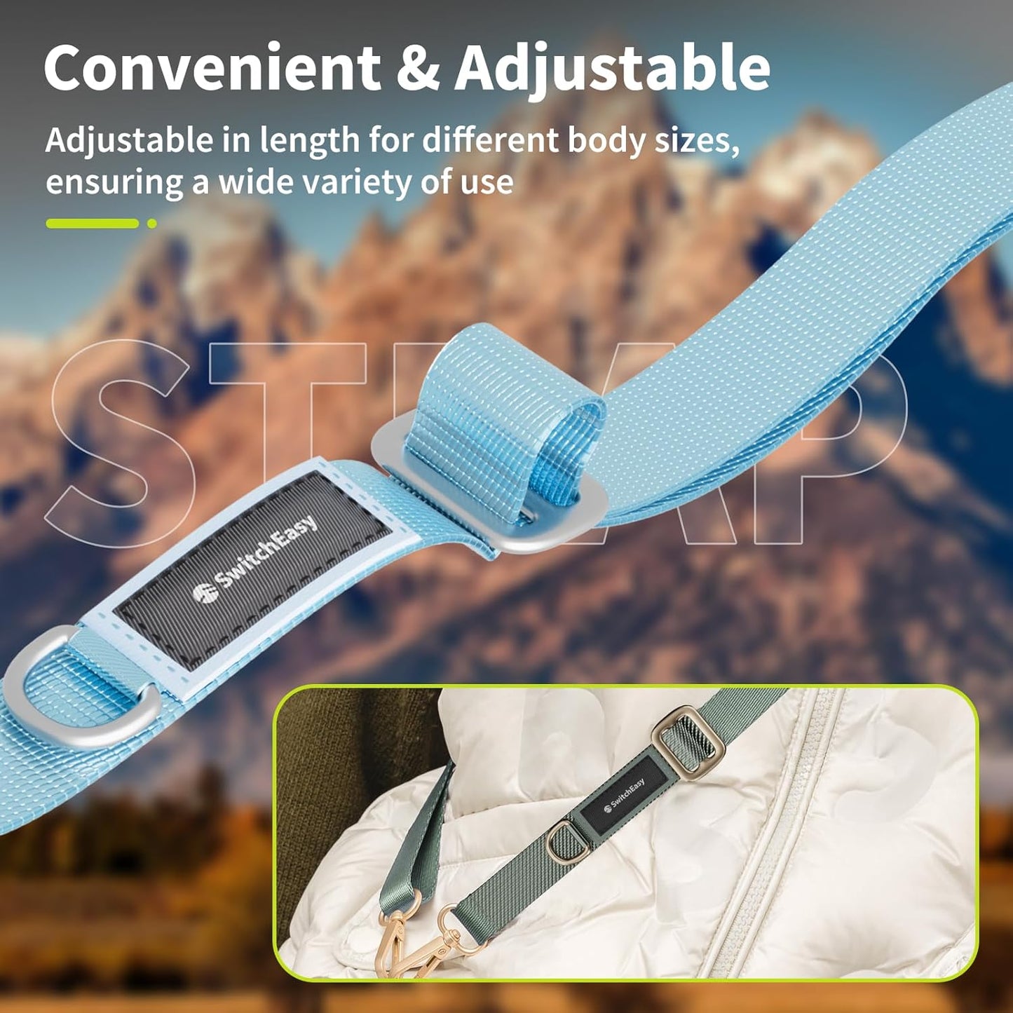 SWITCHEASY 20mm Adjustable Crossbody Phone Strap Compatible with Most Phones, Anti-Theft & Ant-Drop, Hands Free for Phone Lanyard Crossbody with Strap Card Phone Tether Tab- EasyStrap (Concrete Gray)