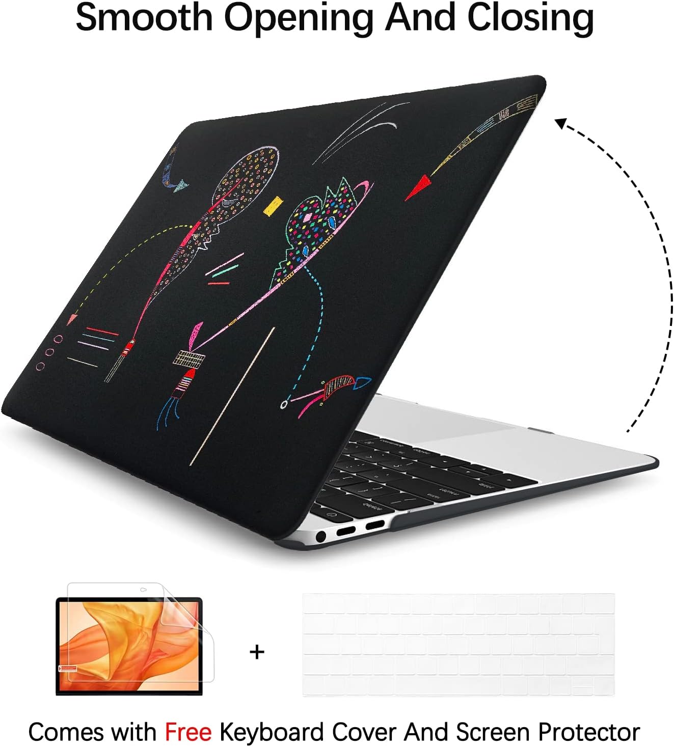 Compatible with MacBook Pro 13 inch Art Case Skin, 2022, 2021, 2020-2018 Release A1708 Slim Frosted Hard Shell with Keyboard Cover & Screen Protector (Two Sides by Wassily Kandinsky)
