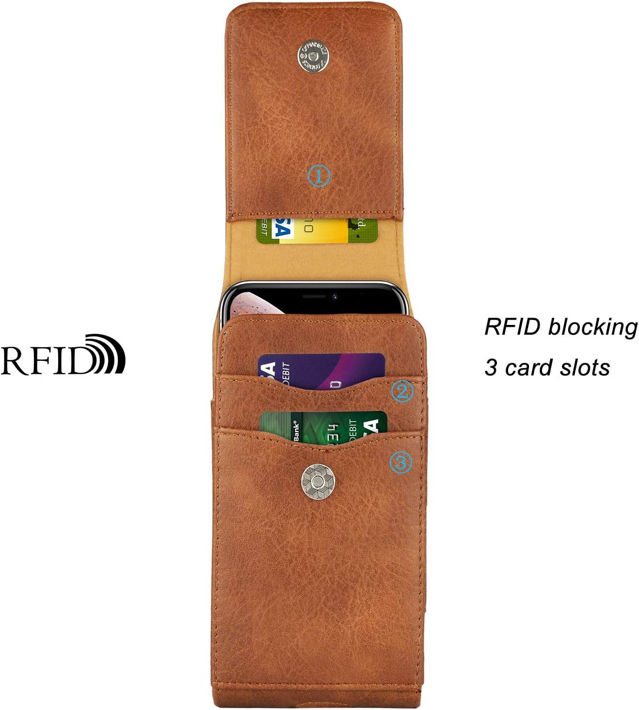 Phone Holster for Samsung Galaxy S24 S23 S22 S21 S20 FE S10 S9 A51 A52 A53 Note 20 Note 10 Plus LG Stylo 5 PU Leather Case Pouch Belt Phone Holder with Belt Clip,Brown