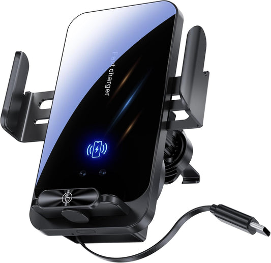 Magnetic Phone Holder Car Wireless Charger, 66W Fast Charging Phone Mount 360 Adjustable Rotatable Auto-Clamping Car Vent for Mount - Dashboard Phone Holder for iPhone/Android/Samsung (Black)