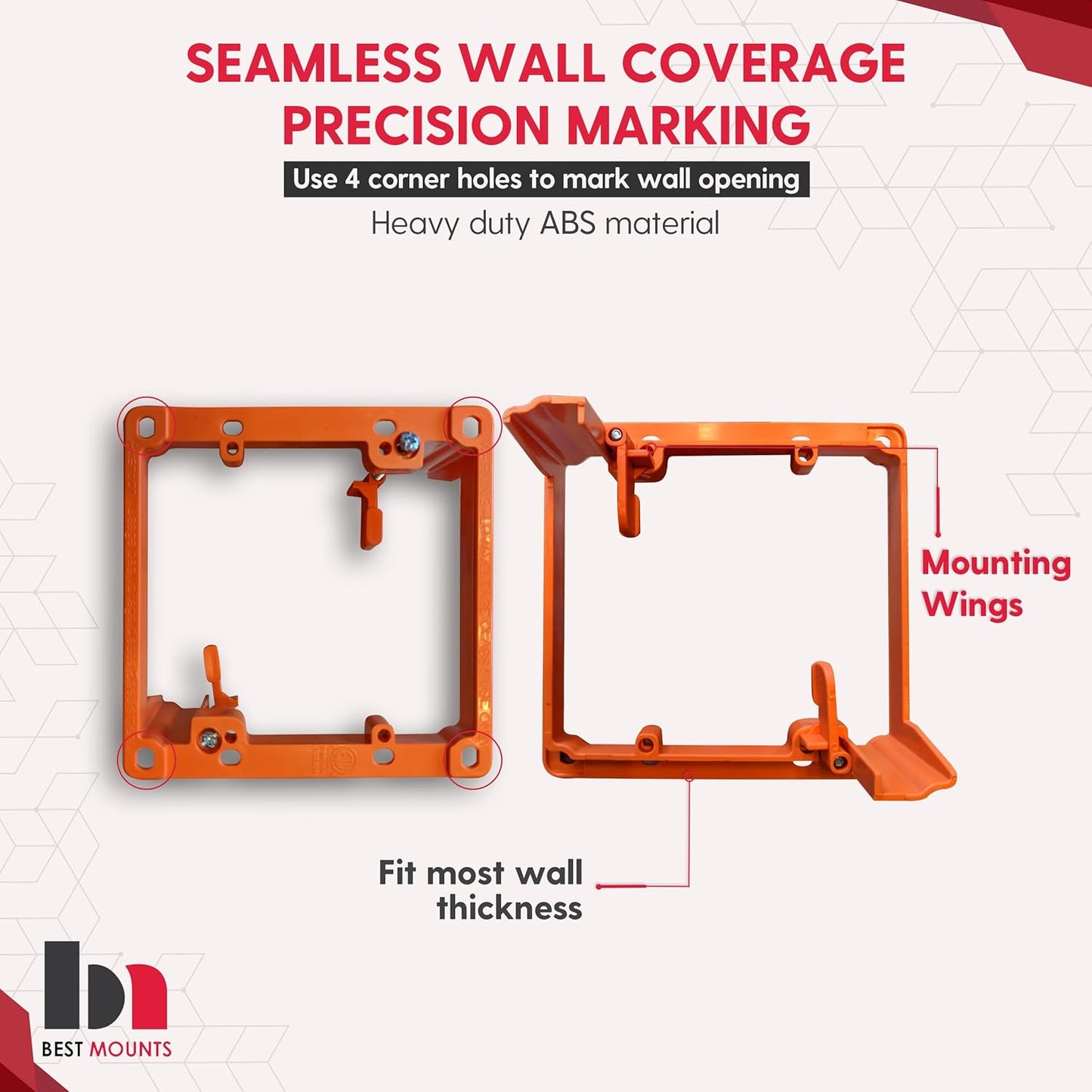 BestMounts - 2 Pack In Wall Cable Management Kit - Recessed Wall Plate Cable Pass Through Pair with Dual Gang Low Voltage Mounting Bracket - TV Cord Hider for Wall Mounted TV ETL Listed