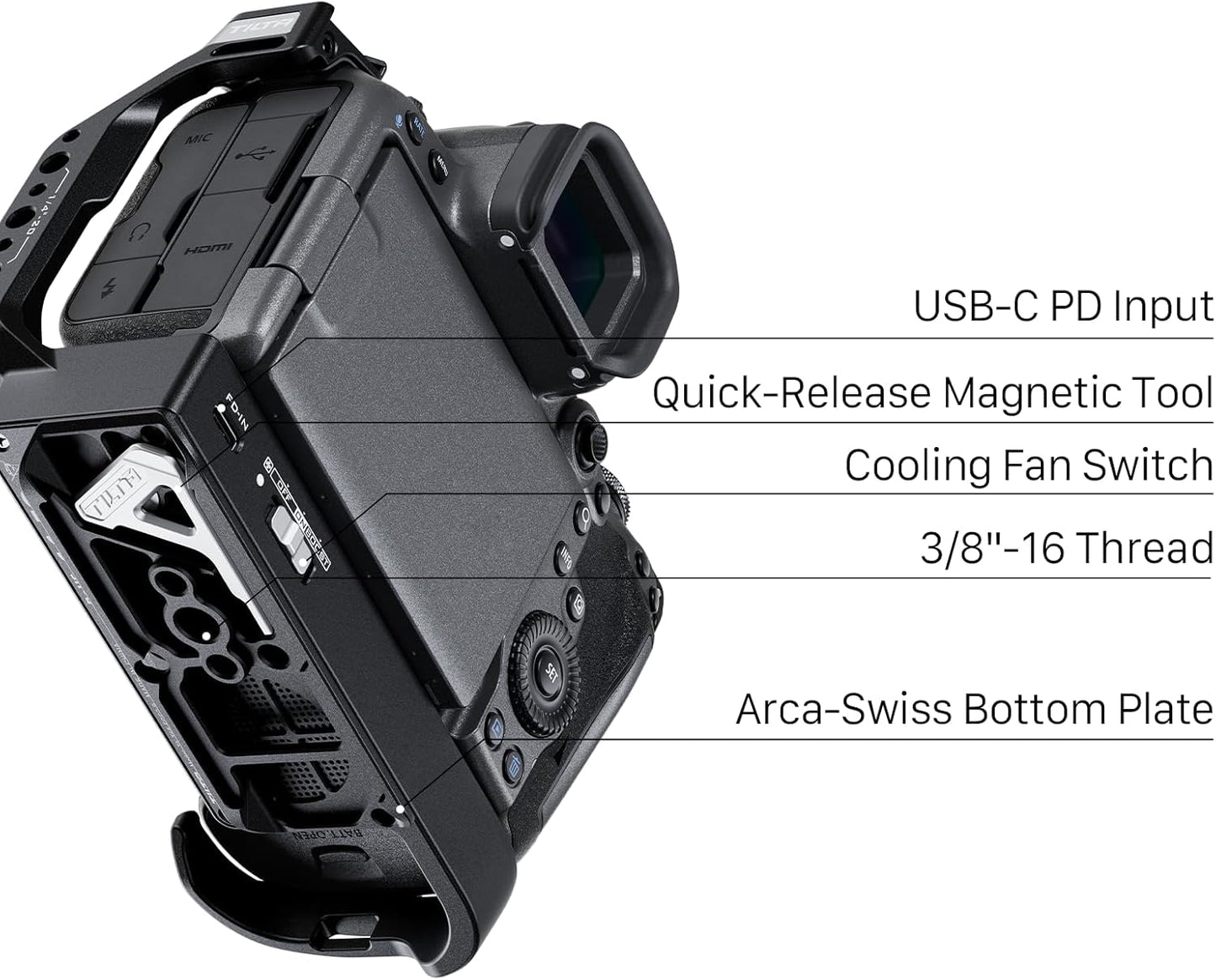 Tilta Full Camera Cage with Cooling System Compatible with Canon R5 Mark II - Black
