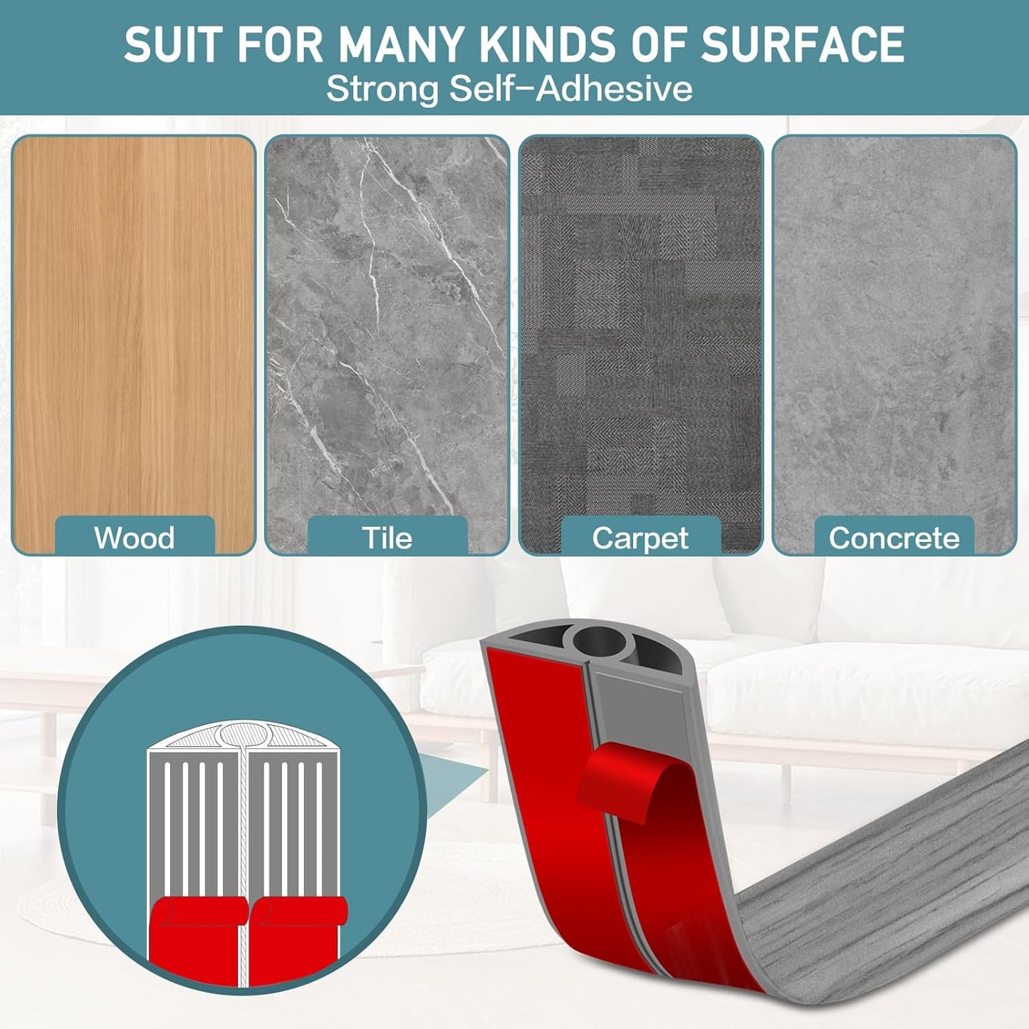 Floor Cord Cover Self Adhesive Cord Hider Floor Extension Cord Covers for Floor Power Cord Protector Cable Management Prevent Cable Trips Cable Cavity 0.32" W x 0.32" H (Light Grey Wood, 3.3Ft)