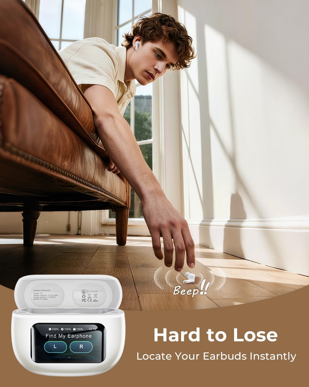 Wireless Earbuds, Ear Buds Active Noise Cancelling with Charging Case, 6.0 Bluetooth Earbuds with AI Clear Calls, 40H Playtime for Sports & Working, Stereo Sound Headphones for iPhone/Android/iPad