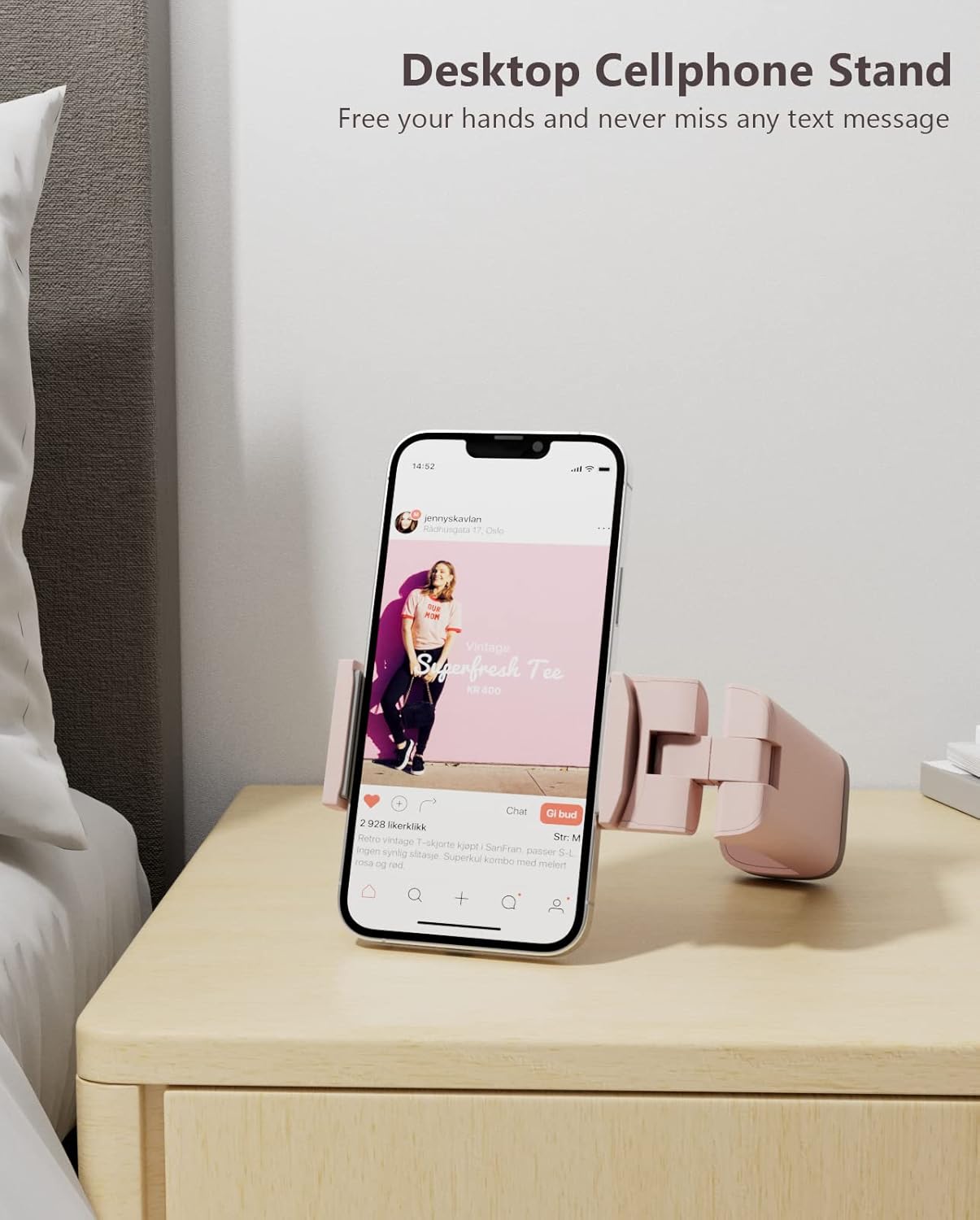 MiiKARE Compact Mobile Phone Holder, Adjustable Clamp Holder, Aeroplane Holder, Portable Mobile Phone Stand, Smartphone Holder Compatible with i'Phone13/12 Pro Android, for Plane, Kitchen, Office