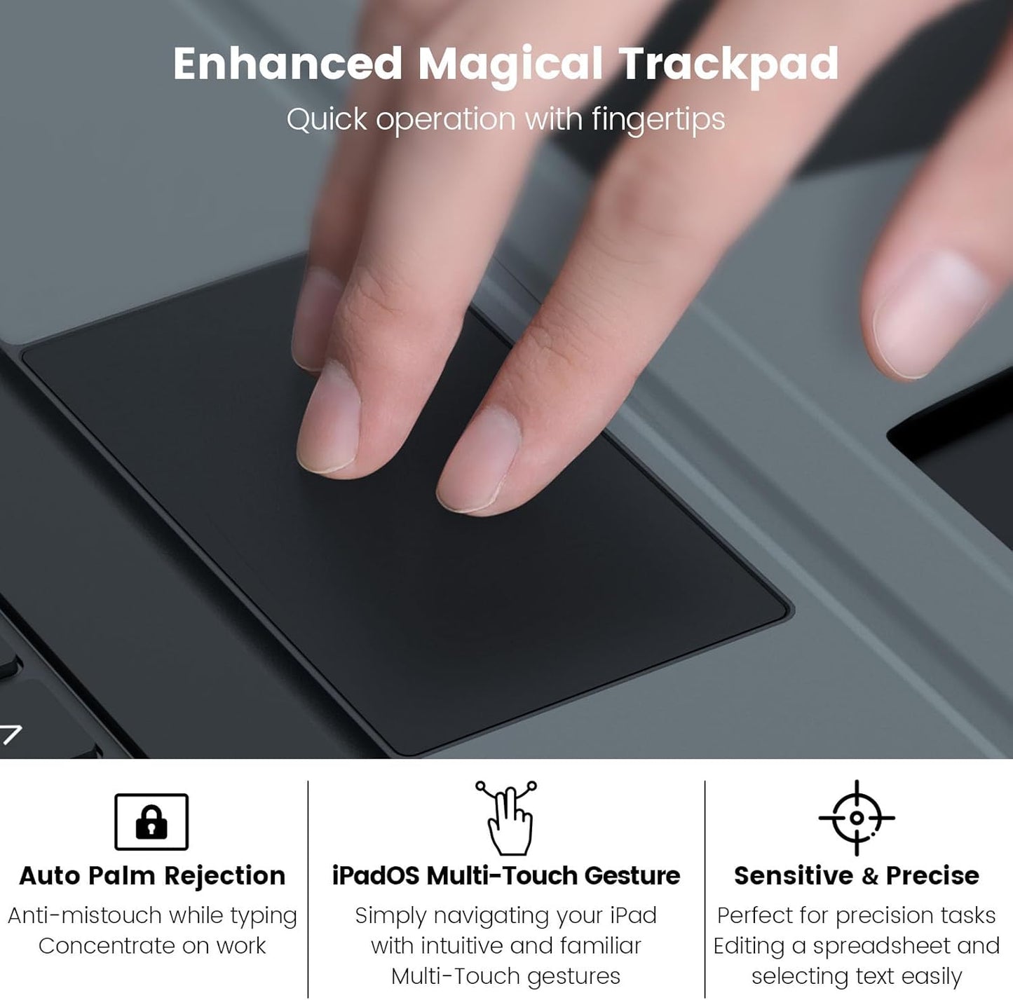 Nillkin iPad 9th Generation (10.2", 2021) Case with Detachable Keyboard, Magic Trackpad, Portrait/Landscape Modes, Rugged Keyboard Case with Camera Cover for iPad 8th/7th Gen, Black