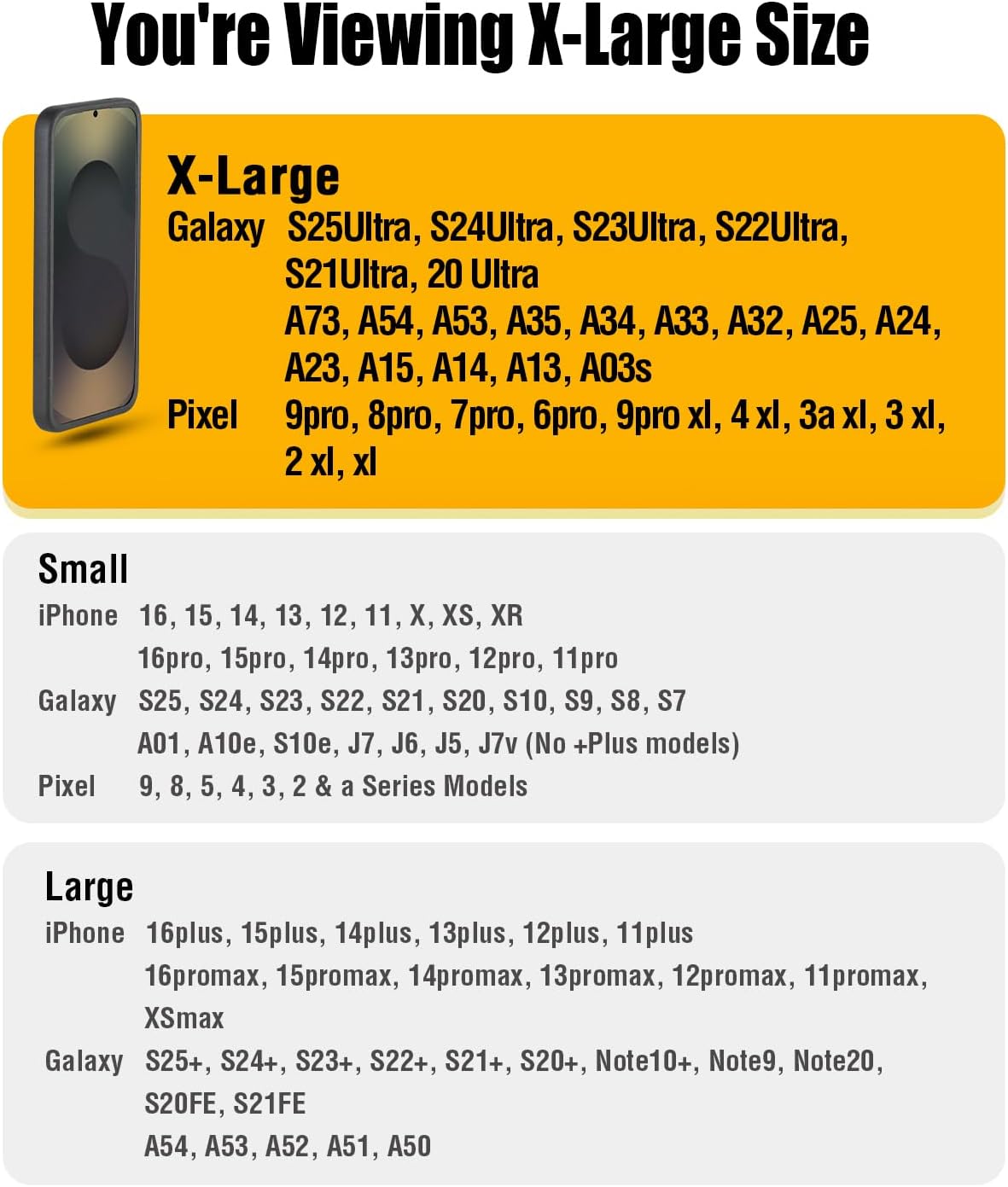 Holster for Samsung Galaxy Ultra S25 S24 S23 S22 S21 Note 20, Google Pixel 8 9 Pro XL – Extra Large Cell Phone Belt Holder Case with Clip, ID Card Pouch - Black