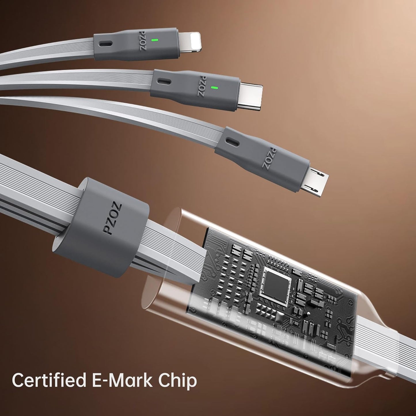 PZOZ 100W USB C & USB A Charging Cable, 3 in 1 Multi Fast Charging at The Same Time, Multiple Charger Cord with Type C[100W]/Lightning[27W]/Micro[10W] for iPhone 16 15 14 iPad Pro MacBook Samsung