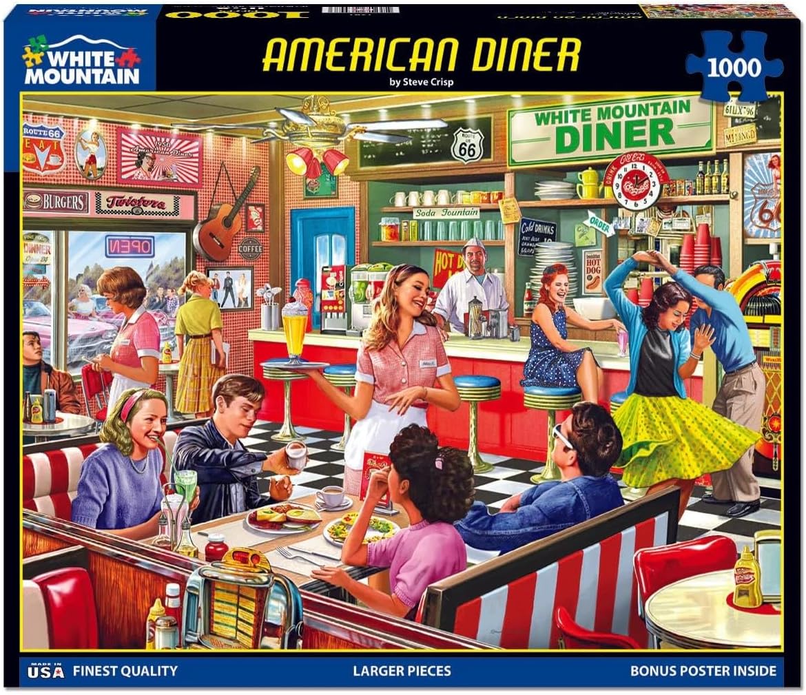 White Mountain Puzzles American Diner, 1000 Piece Jigsaw Puzzle