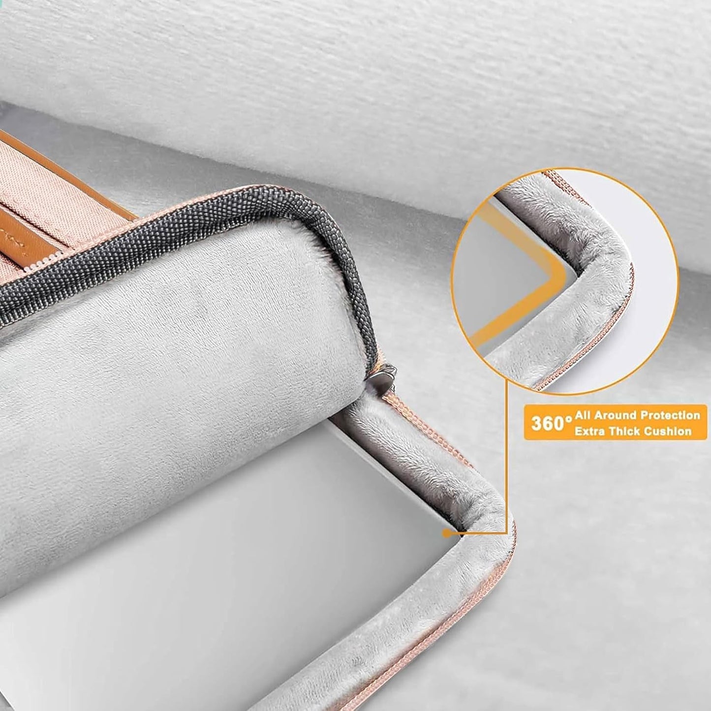 MOSISO 360 Protective Laptop Shoulder Bag,15-15.6 inch Computer Bags Compatible with MacBook Pro 16 inch, HP, Dell, Lenovo, Asus Notebook,Side Open Messenger Bag with 4 Zipper Pockets, Khaki