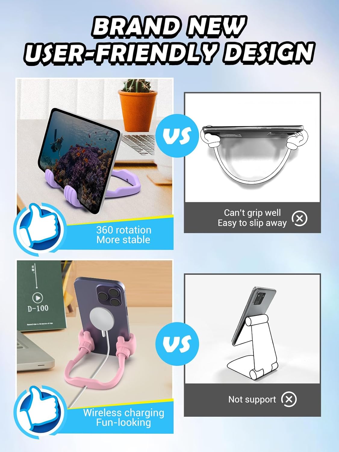 Cell Phone Stand Thumbs Up Lazy Phone Stand - 2 Pack Phone Holder 2025 College Graduation Gifts for Her Him Cellphone iPhone Stand for Desk Birthday Gifts for Teens Girls Boys Adults Women Men Wife