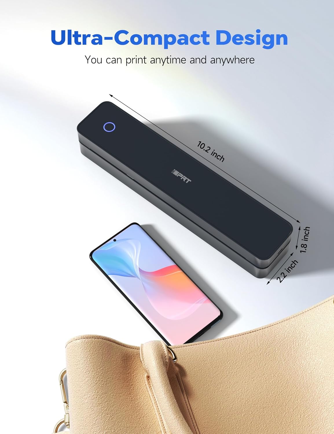 Portable Thermal Printer for Travel - 300DPI Mobile Inkless Printers, Wireless Small Printer for Home Use, Office, Vehicles, Bluetooth Printers Supports 8.5" x 11" US Letter & A4 & A5 Size, Black