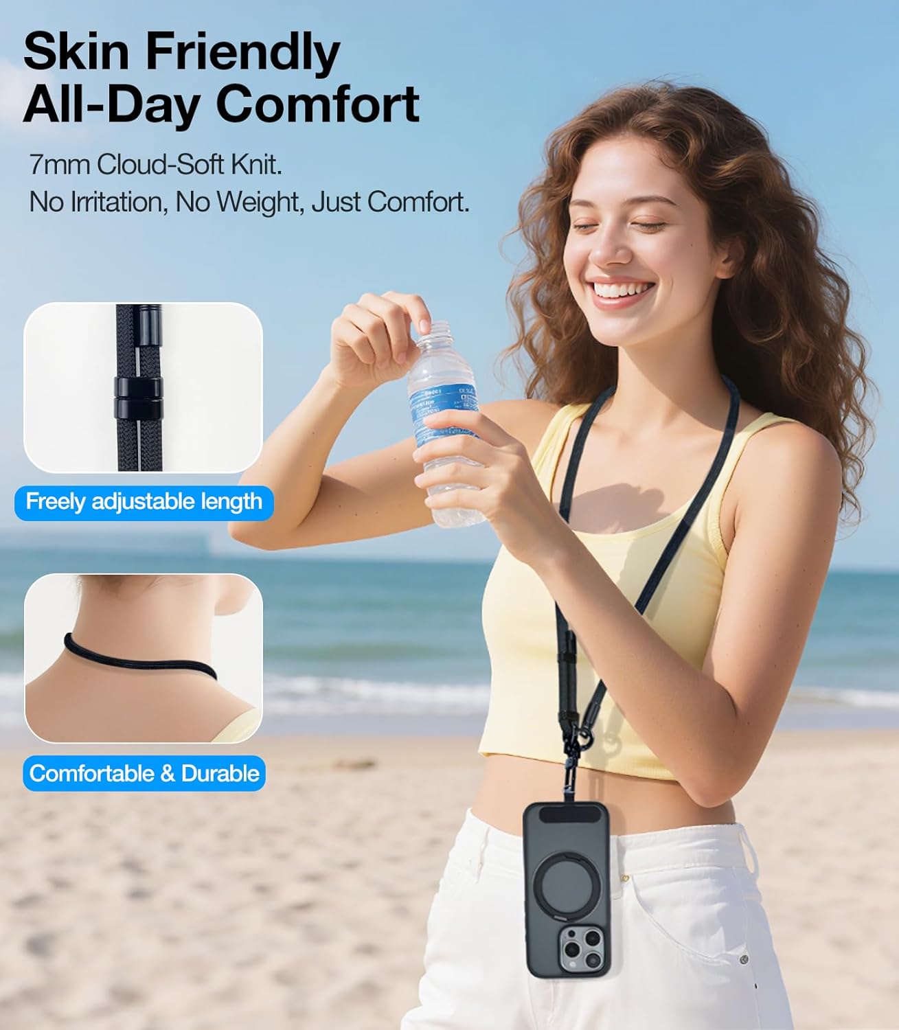 Phone Lanyard Crossbody, 3-in-1 Neck Strap& Wrist Strap, Adjustable Anti-Theft Lanyard with 2 Phone Tether Tabs, Universal Cell Phone Strap for iPhone& Android Case, Travel Essential, Green