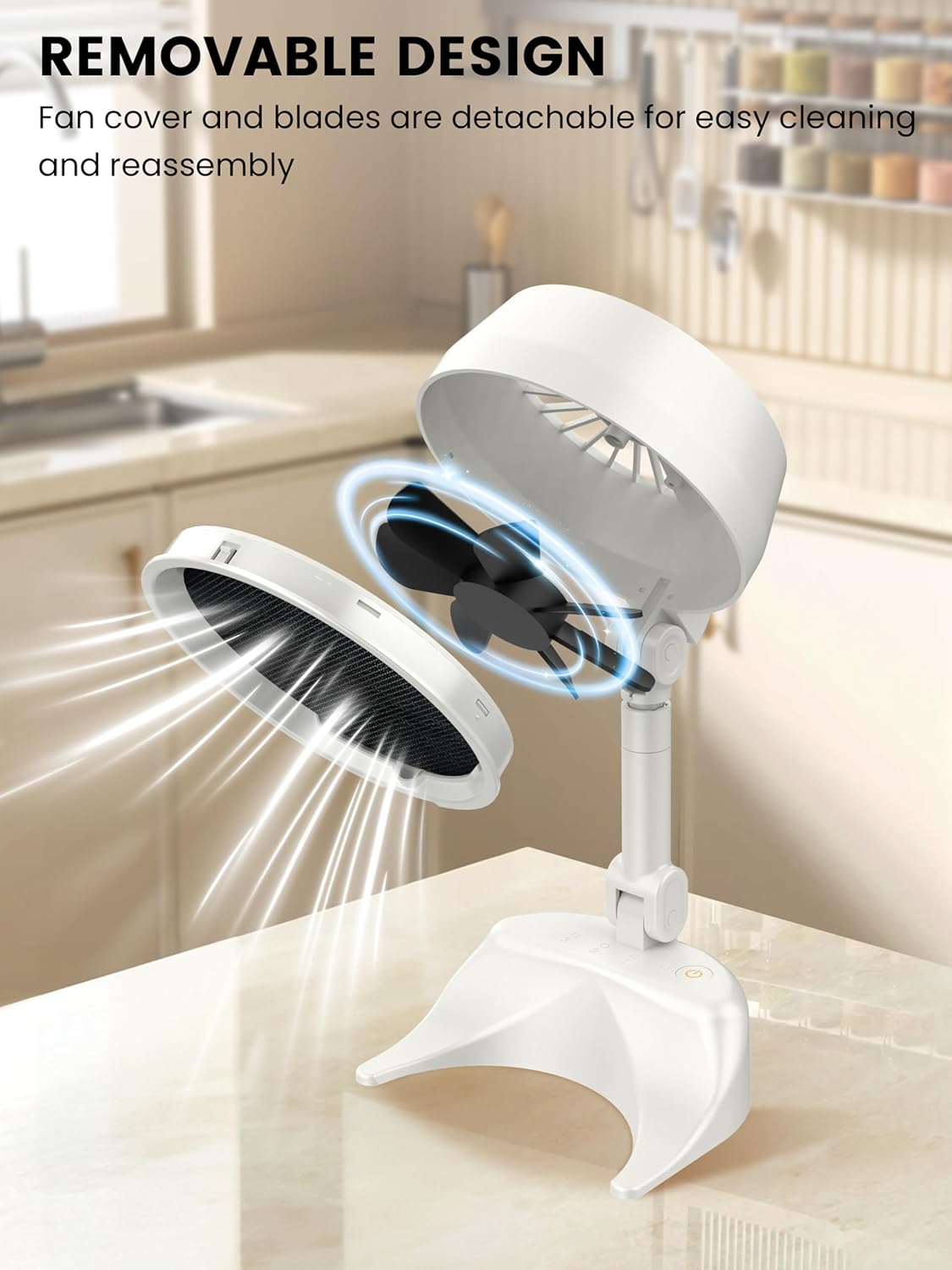 Vegapunk Rechargeable Smoke Away Purifier Fan for Indoors - Portable Odor Exhaust Eliminator Remover Eater Filter - The High Fan for Desktop - White