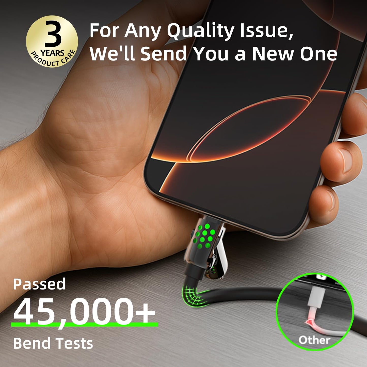 MFish 4-in-1 USB C Charging Cable, 6.6Ft Type C to Type C Cable, 240W Fast Charger for iPhone 16/15/14 Pro Plus Pro Max, for iPad MacBook Pro/Air, Laptops - Multi Charging Cable with USB-A