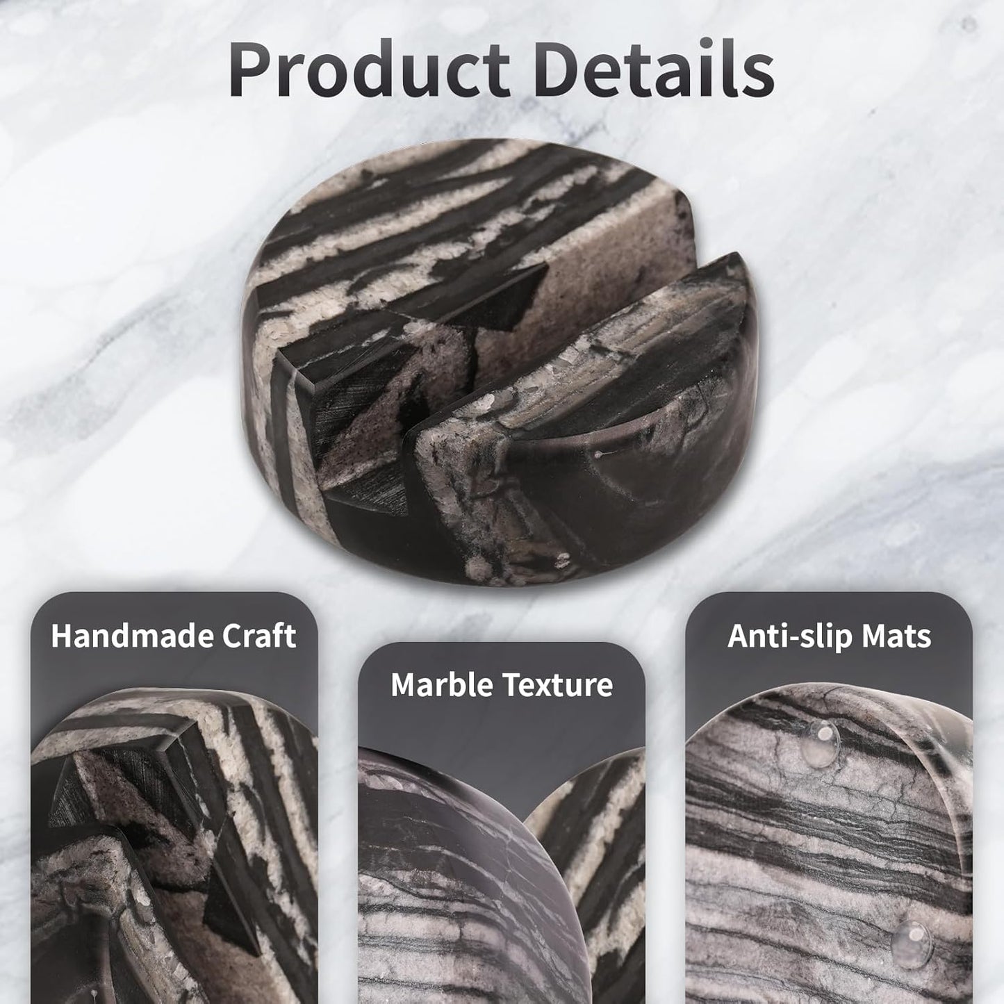 Marble Phone Stand for Desk - Cell Phone Holder for Nightstand Office Decor Compatible with iPhone 17 16 15 Pro Max iPad mini, Telephone Boho Black Marble Kitchen Accessories