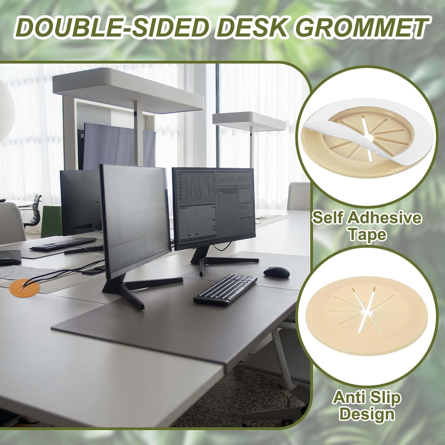 PATIKIL Desk Grommet 1-9/16", 8 Pcs Round Cable Grommet Cord Hole Cover with Adhesive Tape Flexible Table Wire Organizer for Office Home Table Countertop, Yellow