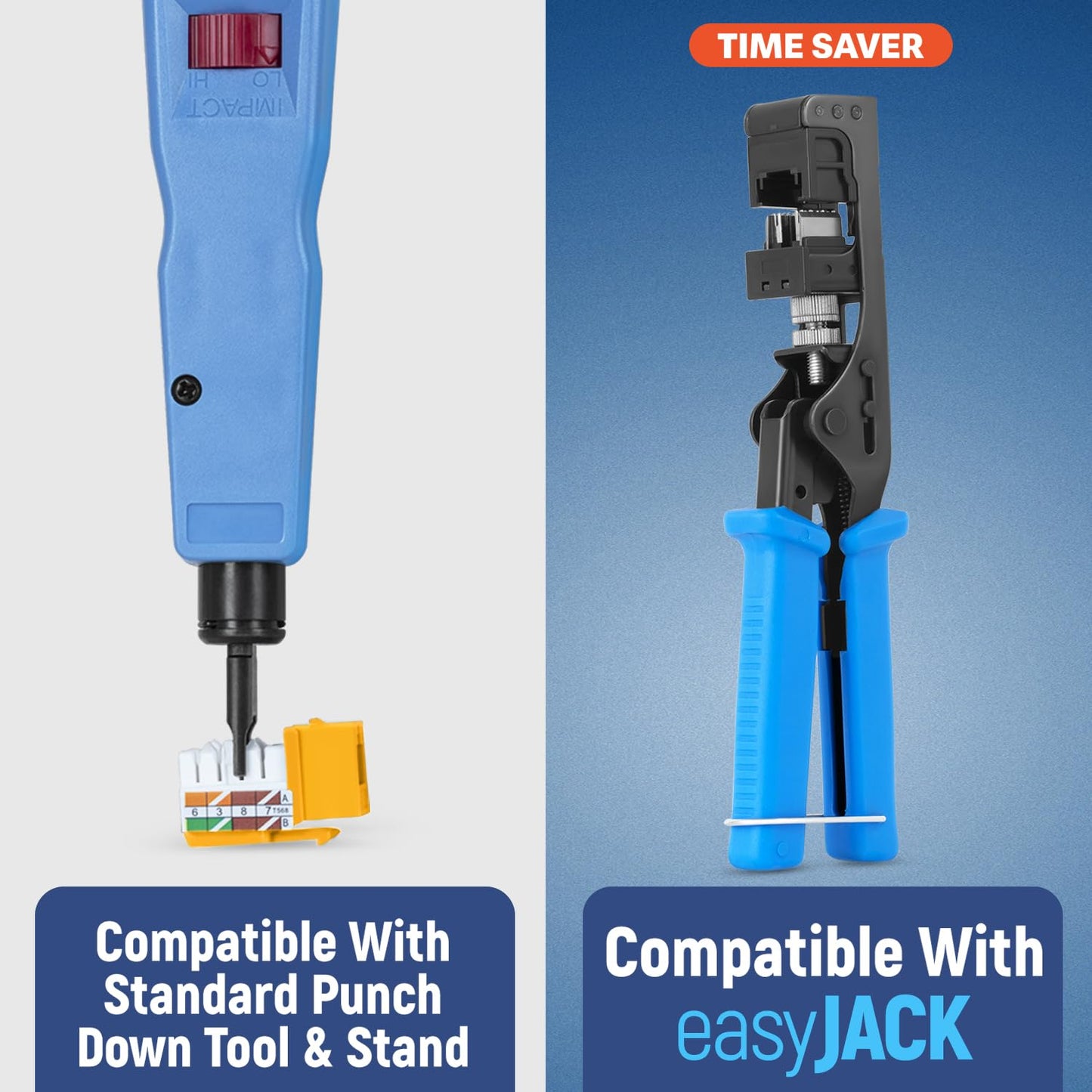 Everest 90° Angled RJ45 Cat6A Keystone Jacks 10-Pack in Yellow - Slim Profile Female RJ45 Connectors - Cat 6A Keystone Jack - Compatible with 90° Angled Speed Termination Tool - easyJACK (B094WB91H3)