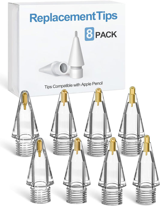 Replacement Pencil Tips for Apple Pencil Pro - 8 Pack Fine Point Metal Tip for Apple Pencil 2nd Generation and 1st Generation