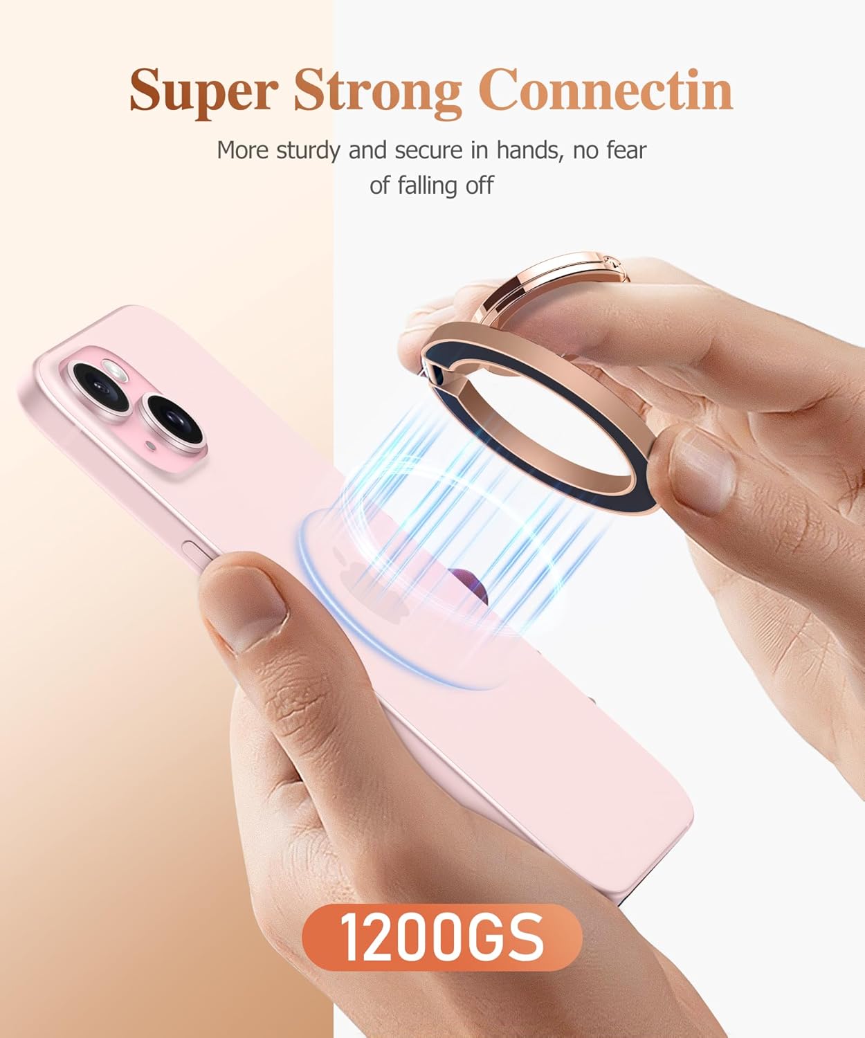 GVIEWIN Magnetic Phone Ring Holder, Compatible with MagSafe Phone Grip with Adjustable Stand, Magnet Phone Ring Kickstand for iPhone 16 Pro Max/Plus/15/14/13/12 Series/Other Phones (Flowing Sakura)